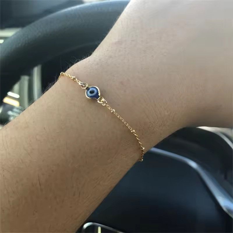 Jewelry EVIL Eye Glass Beads Gold Chain Bracelet Size ONE SIZE - 1 Thumbnail