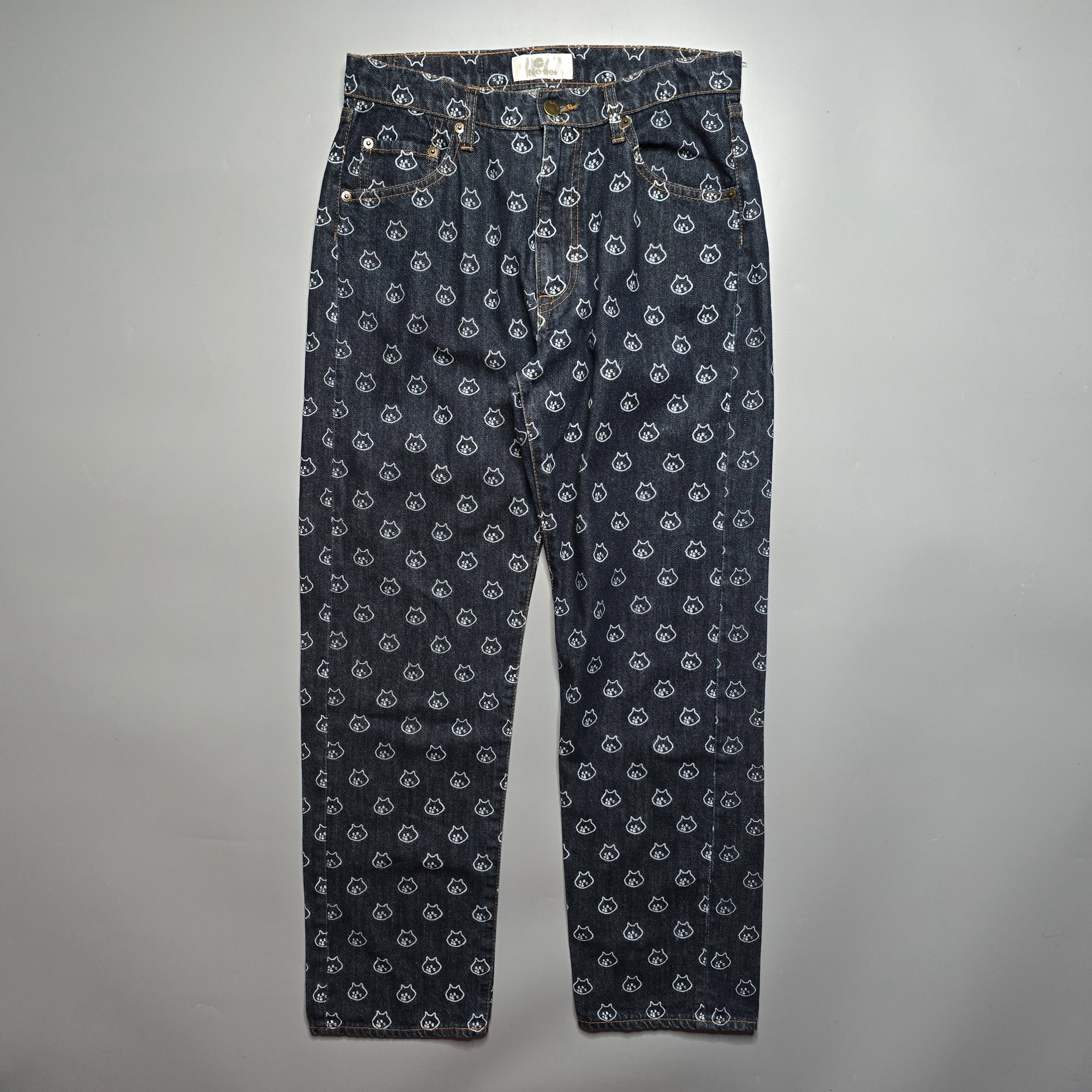 Issey Miyake × Ne-Net Ne-net - Nya-Cat Printed Denim Size US 28 / EU 44 - 1 Thumbnail