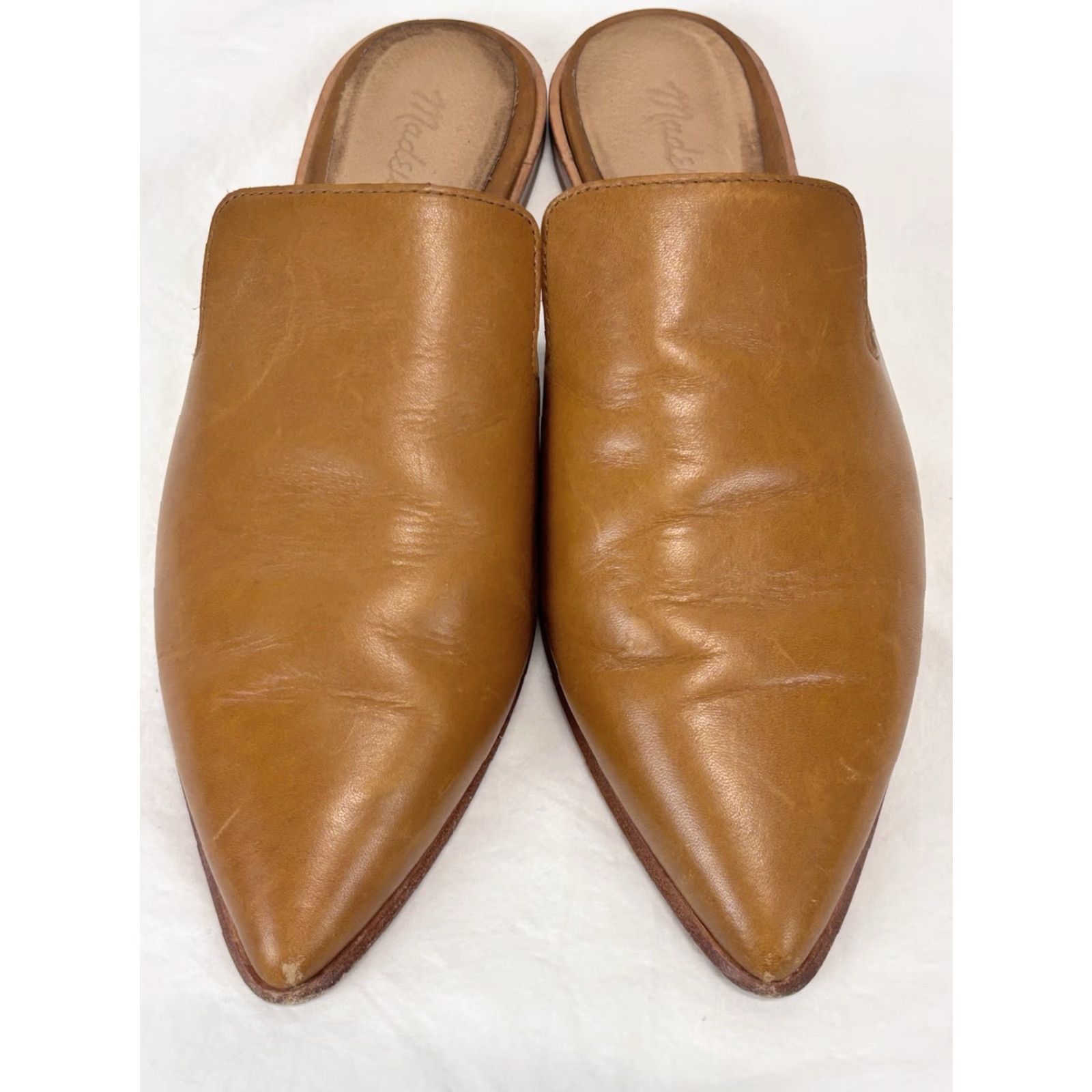 Madewell Madewell The Gemma Leather Pointed Toe Mules | English Saddle | Women’s Size 8 | Brown | Slip On Casual Size US 8 / IT 38 - 3 Thumbnail