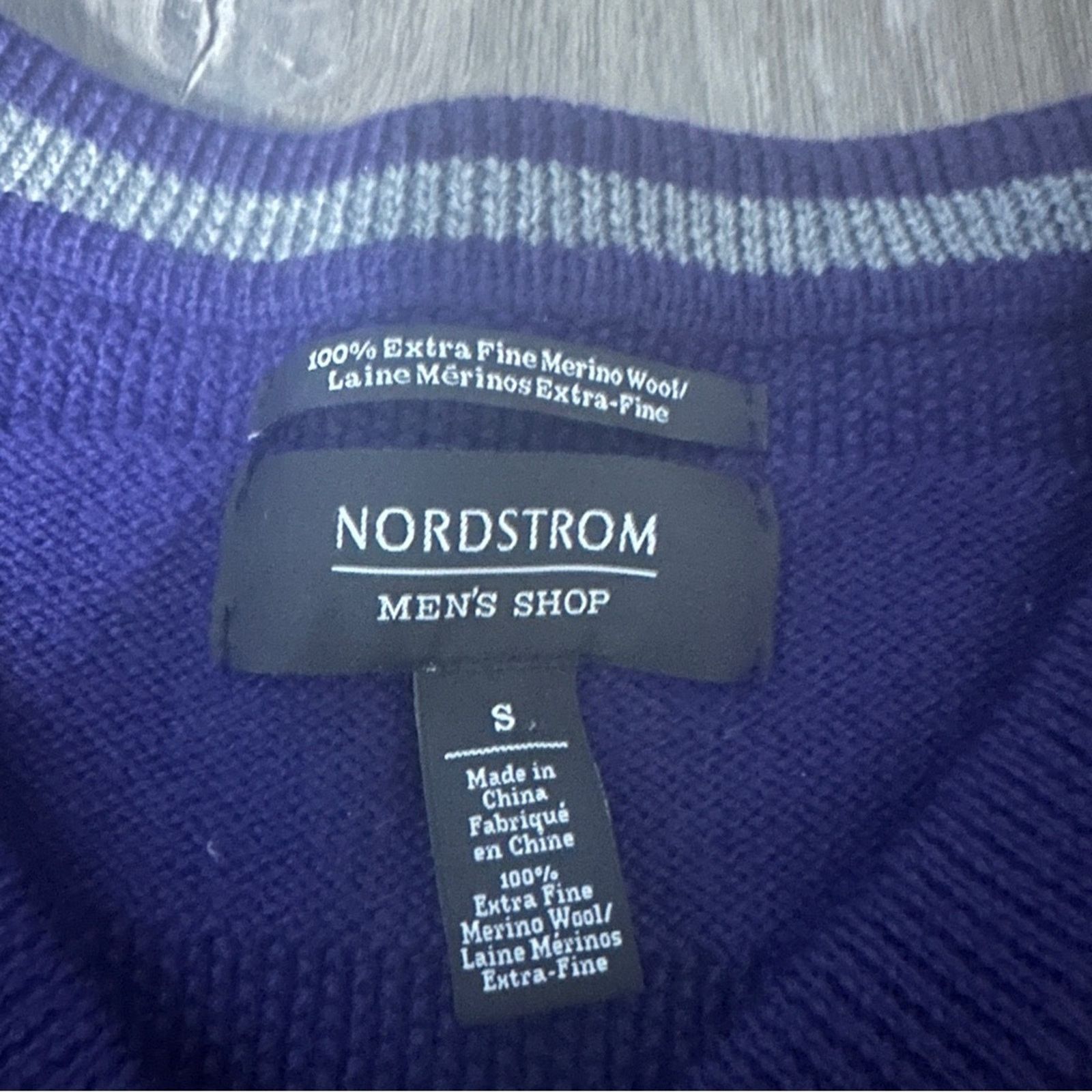 Nordstrom Nordstrom Merino Wool Purple Striped V Neck Sweater Sz S Size US S / EU 44-46 / 1 - 5 Thumbnail