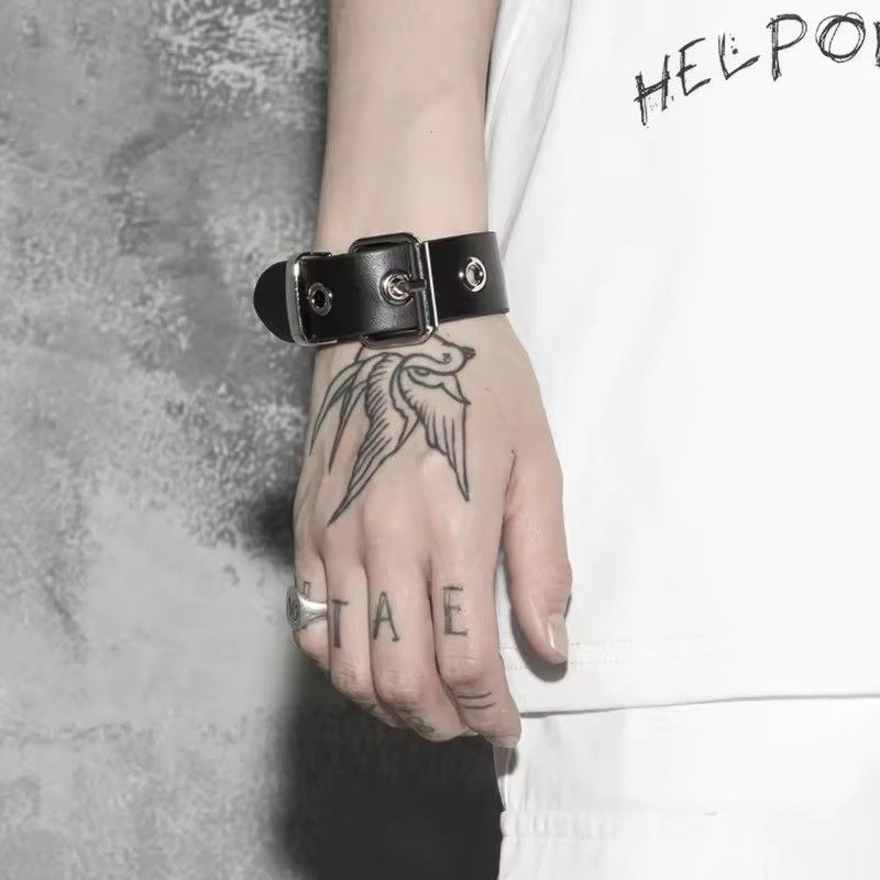 Japanese Brand Punk PU Leather Buckle Adjustable Bracelet Size ONE SIZE - 1 Thumbnail