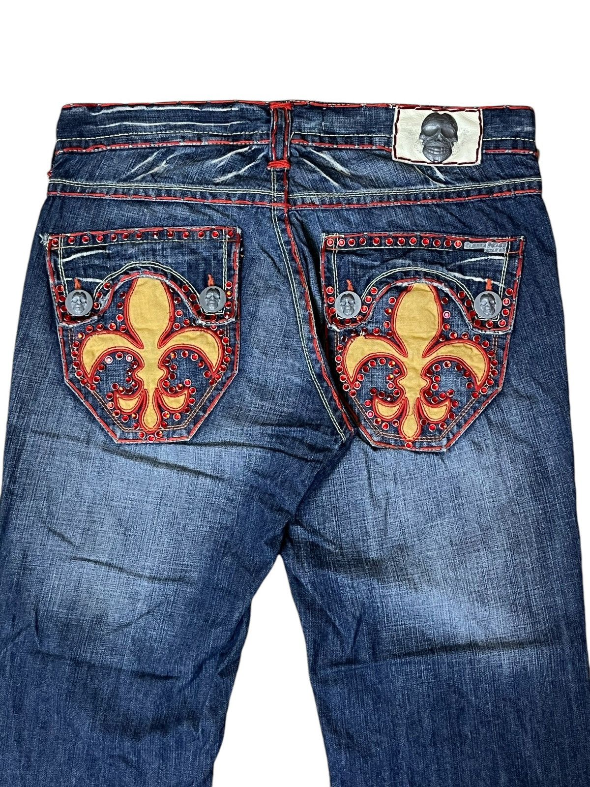 Japanese Brand FLARED🔥LAGUNA BEACH RHINESTONE MADE IN USA FLARED JEANS Size US 36 / EU 52 - 7 Thumbnail
