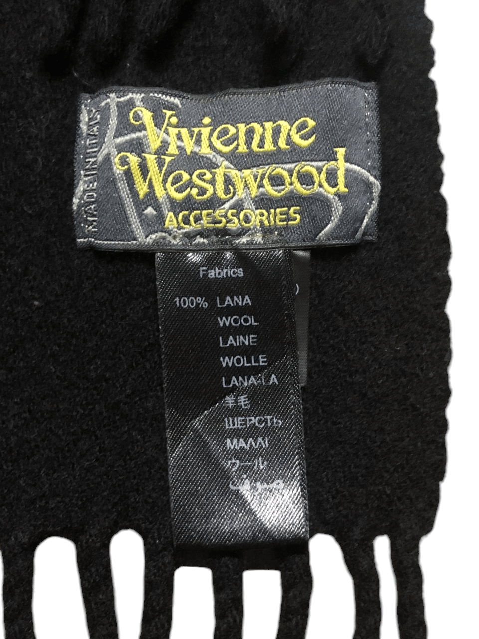 Vivienne Westwood 💥Vivienne Westwood Embroidered Logo Wool Black Muffler Size ONE SIZE - 6 Thumbnail