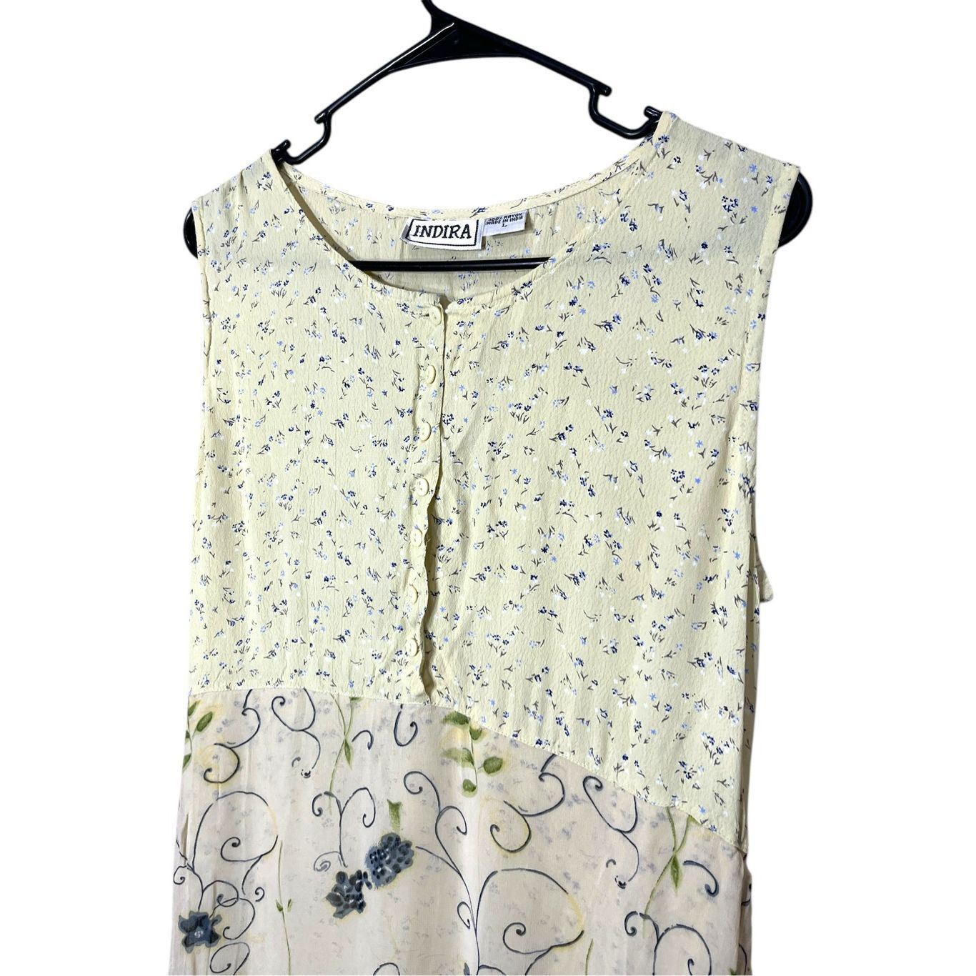 Other Vintage Indira 90s Y2K Yellow Floral Print Dress Size Large Size L / US 10 / IT 46 - 6 Thumbnail