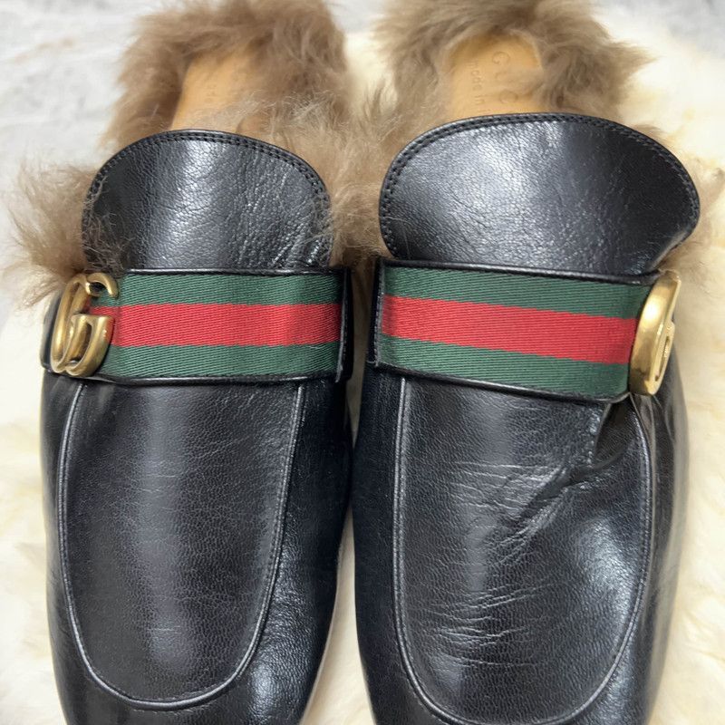 Gucci Gucci Princetown Black Fur Slide Sandals for Men - Size US 8 / EU 41 - 8 Thumbnail