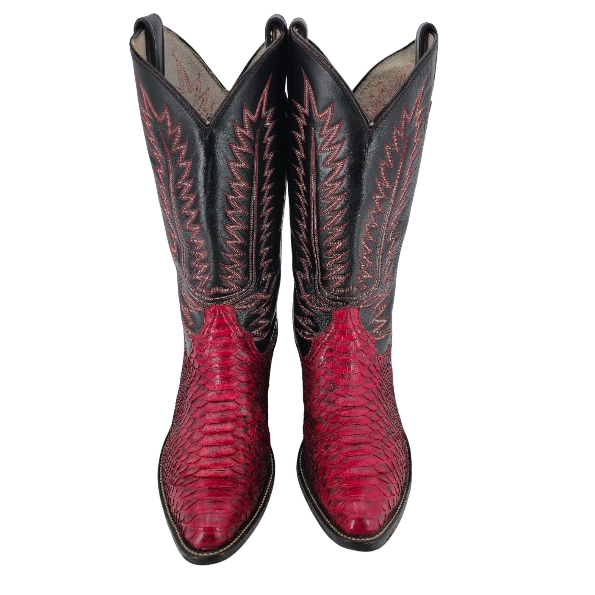 Other Vintage Men 11.5D Red Python Exotic Snakeskin Leather Cowboy Size US 11.5 / EU 44-45 - 8 Thumbnail