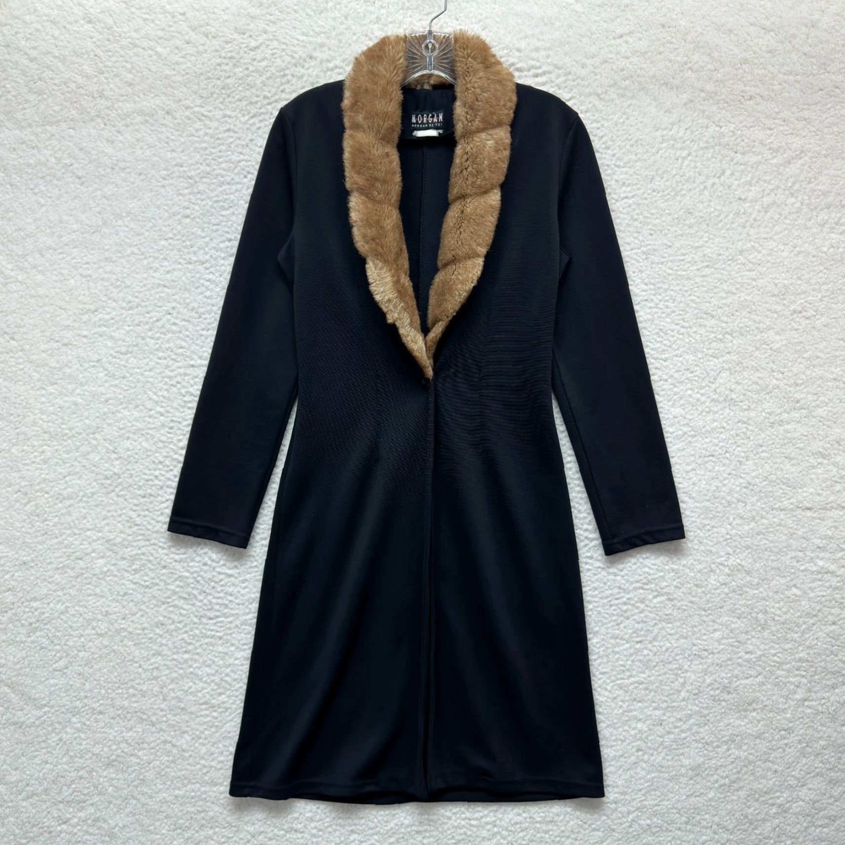 Morgan De Toi VINTAGE 90s Y2K Duster Cardigan Sweater Black Faux Fur Penny Lane Afghan Morgan De Toi Cardigan Medium Womens M Size M / US 6-8 / IT 42-44 - 2 Thumbnail