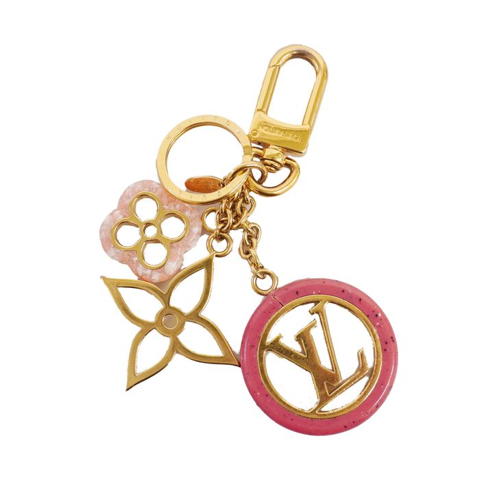 LOUIS VUITTON Keychain Portocle Blossom Dream LV Logo Circle Key Ring  Monograph Flower Gold M00355 Men Women