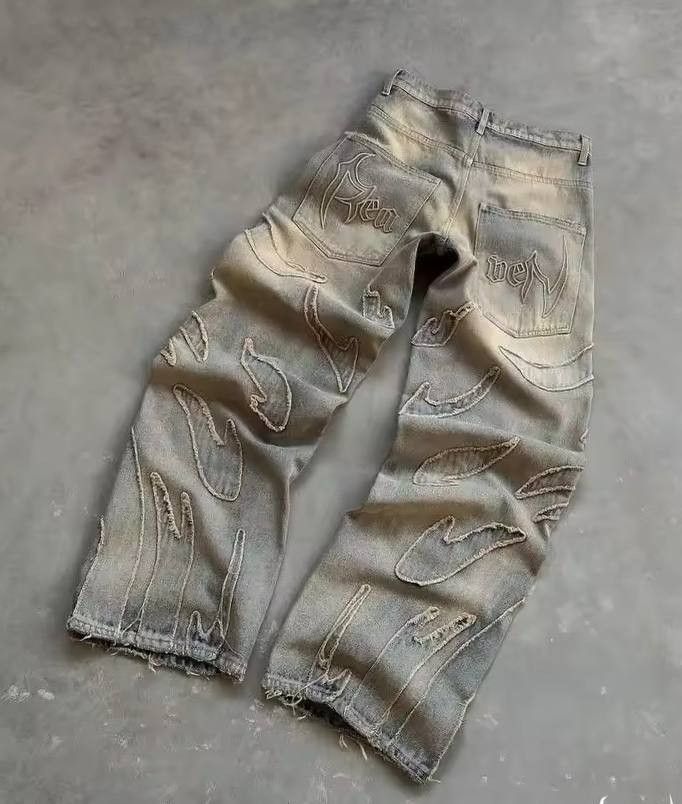 Japanese Brand × Vintage unique patchwork style jeans Size US 36 / EU 52 - 4 Thumbnail