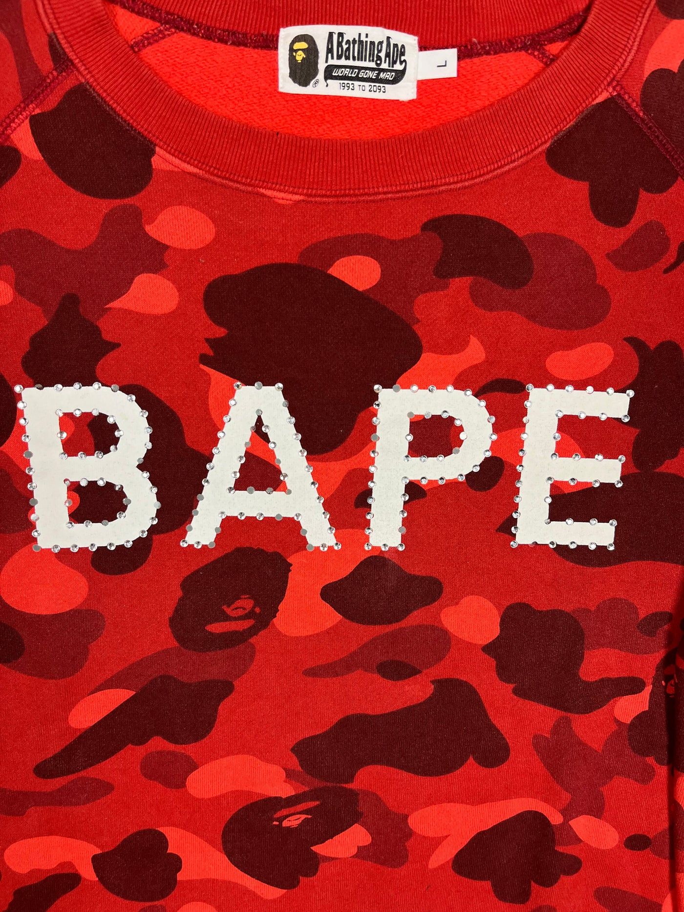 Bape BAPE x Swarovski Red Crazy Camo Crewneck Size US M / EU 48-50 / 2 - 5 Thumbnail