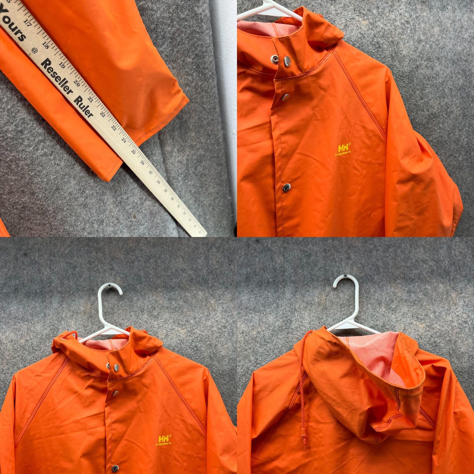 Helly Hansen VINTAGE Helly Hansen Jacket Mens Medium Orange Snap Rain Coat Hooded Waterproof Mens Regular XS? Wait invalid. Size US M / EU 48-50 / 2 - 8 Thumbnail