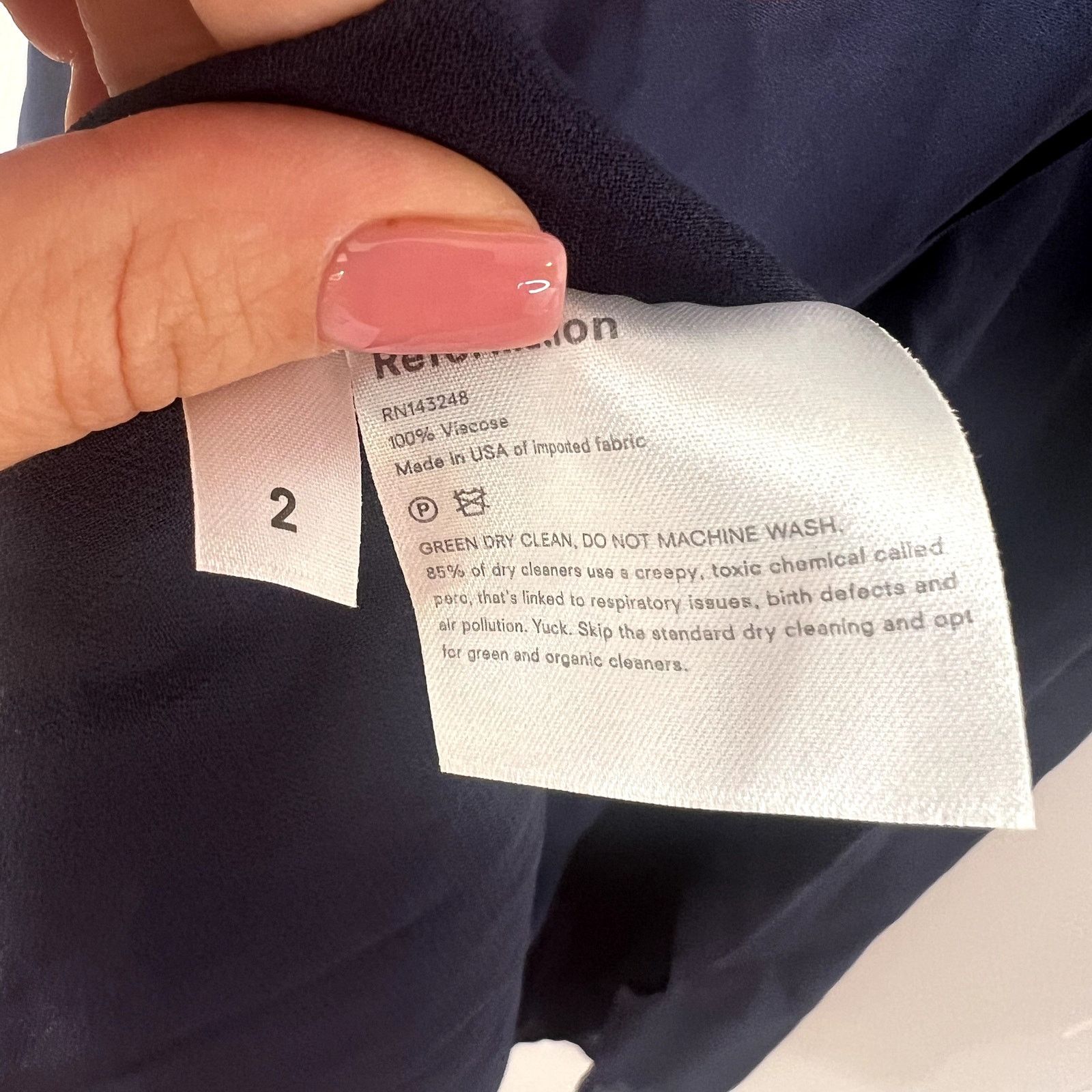 Reformation Reformation Kourtney Midi Dress Navy Blue Size 2 Size XS / US 0-2 / IT 36-38 - 5 Thumbnail