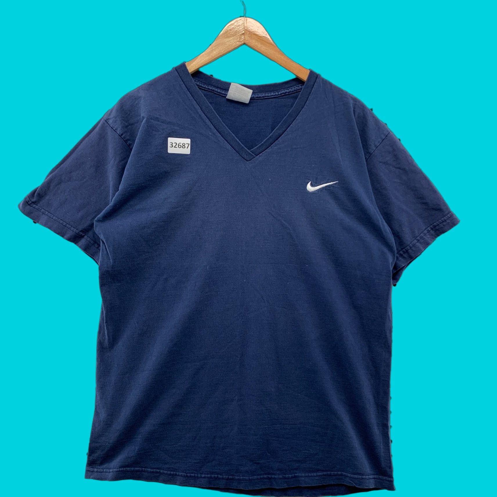 Nike VINTAGE Nike Essential Shirt Mens MEDIUM Blue White Swoosh 21x28 Size US M / EU 48-50 / 2 - 1 Thumbnail