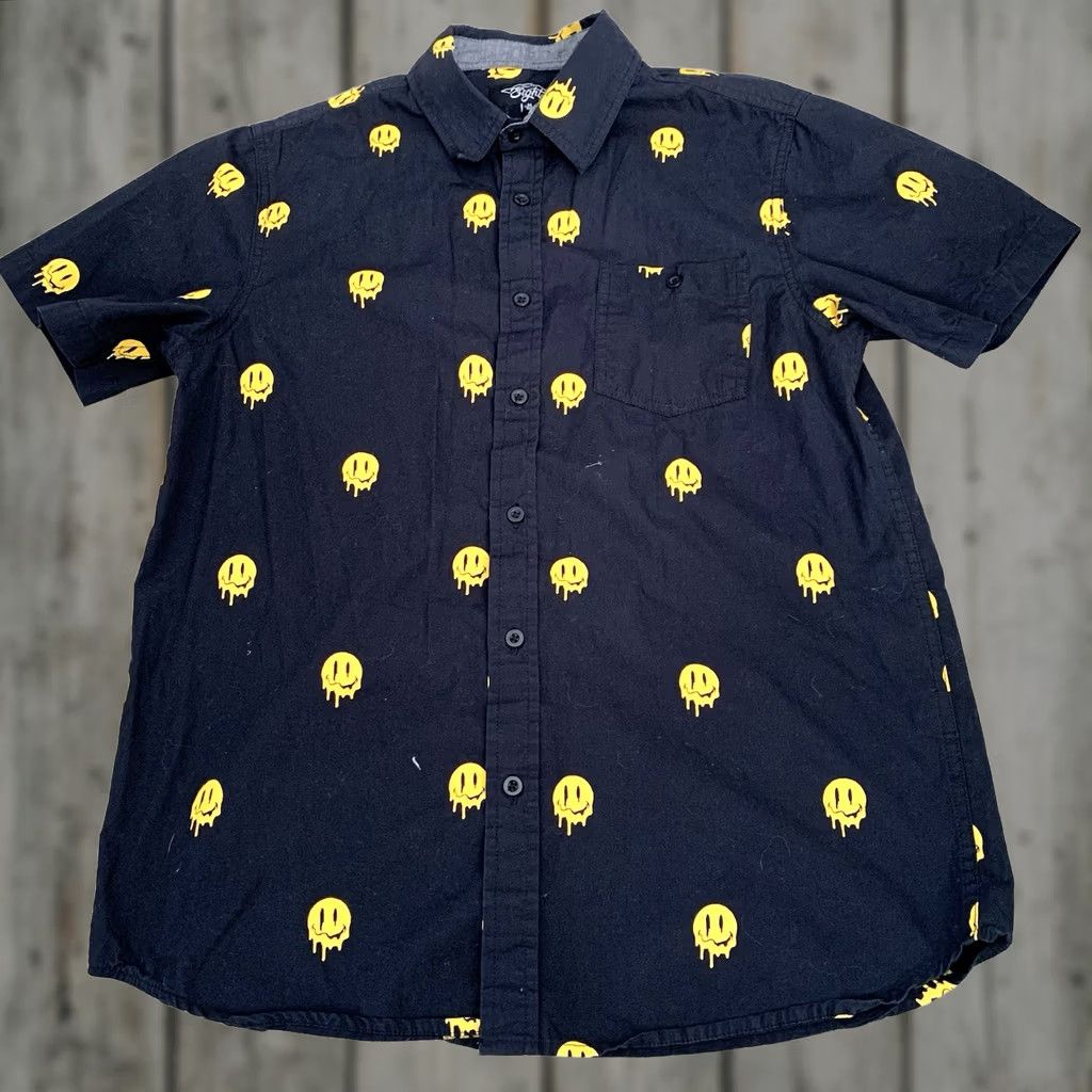 Vintage Eighty Eight Shirt Mens M Black Short Sleeve Button-Up Emoji Smiley Face Melting Size US M / EU 48-50 / 2 - 1 Thumbnail