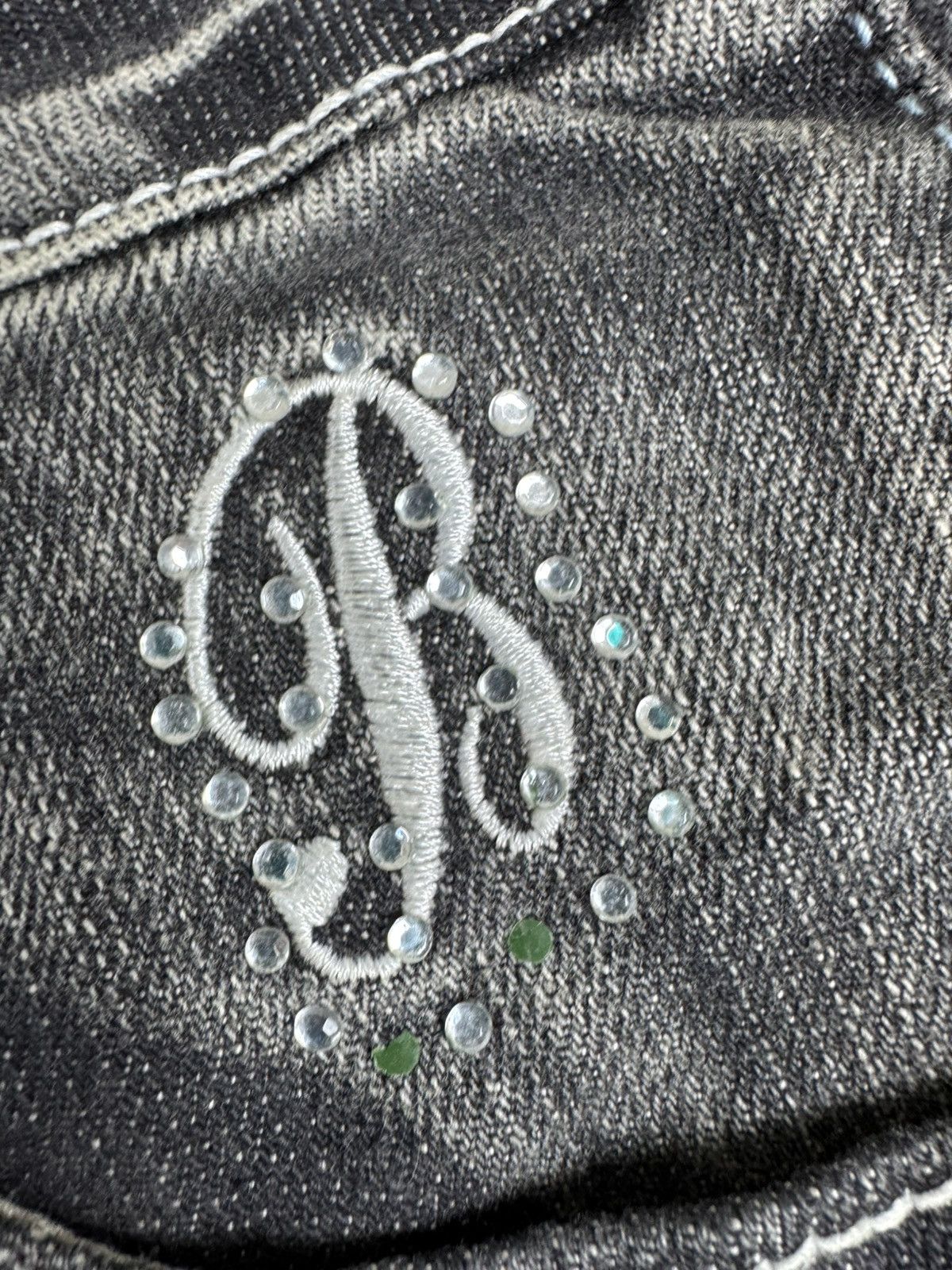 Japanese Brand × Vintage Vintage Y2K Crazy open leg side flared crystal studded denim Size 33" - 15 Thumbnail