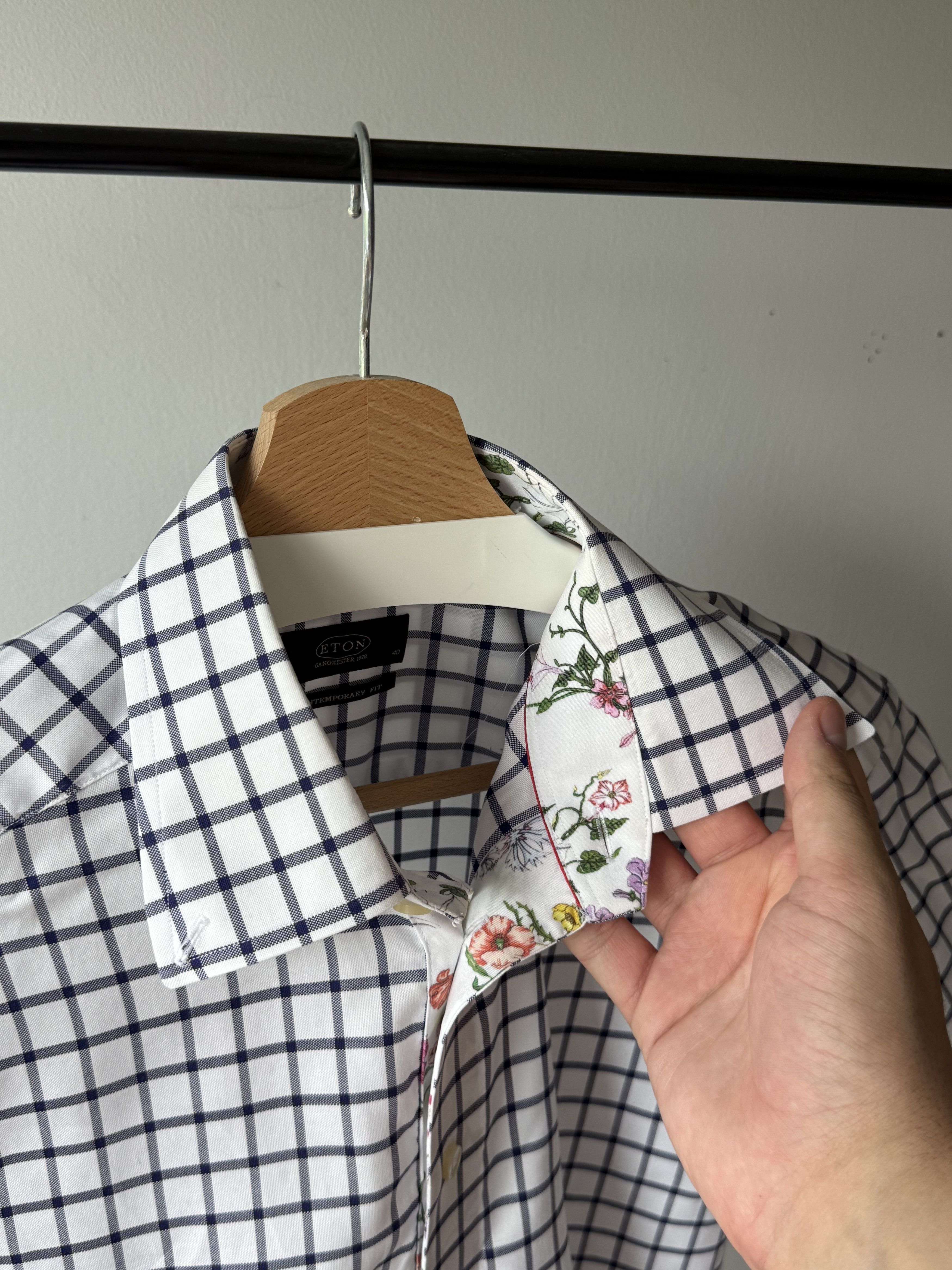 Eton Eton Ganghester 1928 Contemporary Fit Plaid Floral S/S Shirt Size US M / EU 48-50 / 2 - 11 Thumbnail