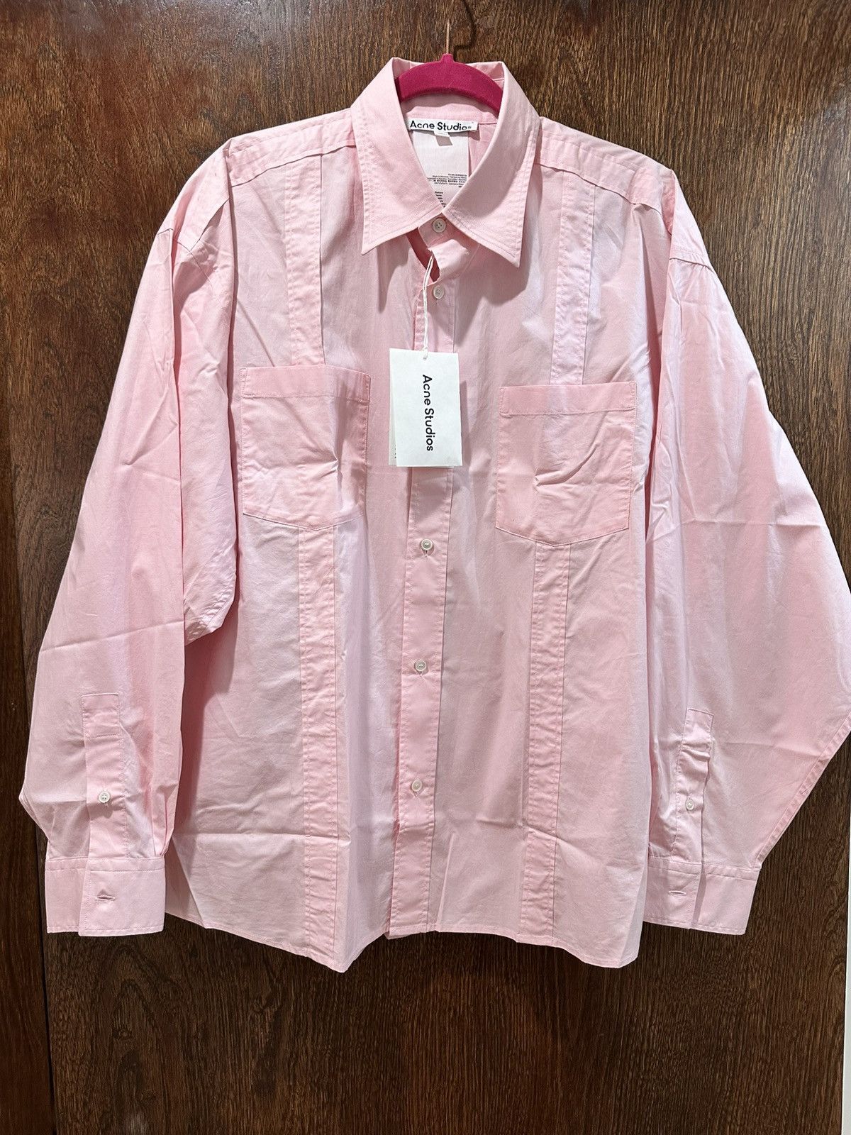 Acne Studios Acne Studios Tape-detail Pink Classic-collar Shirt Men's M Size US M / EU 48-50 / 2 - 1 Thumbnail