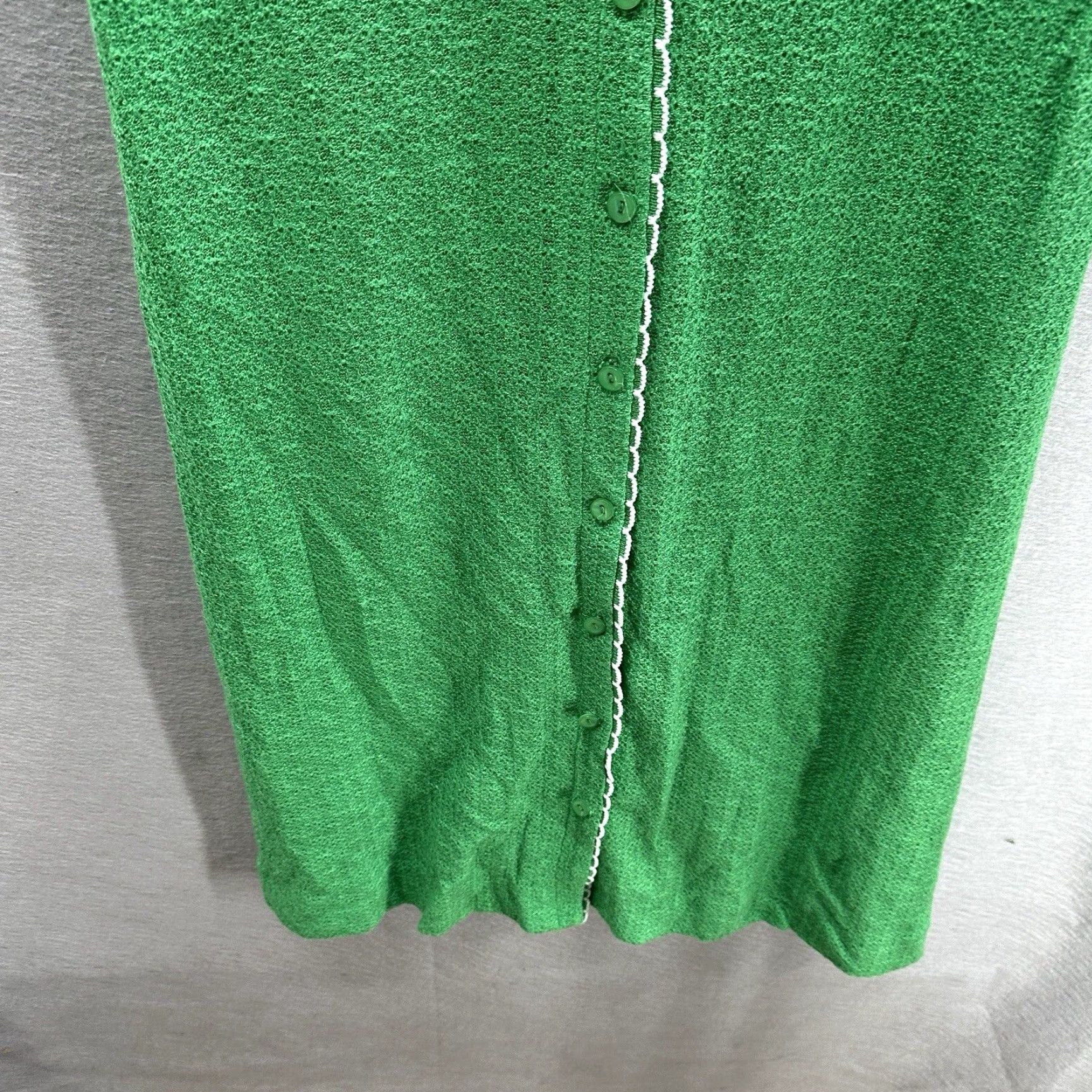 Vintage VINTAGE Butte Knit Dress Womens Medium Green A-Line Collared Short Sleeve Midi Belted 60s 70s Bohemian Size M / US 6-8 / IT 42-44 - 4 Thumbnail