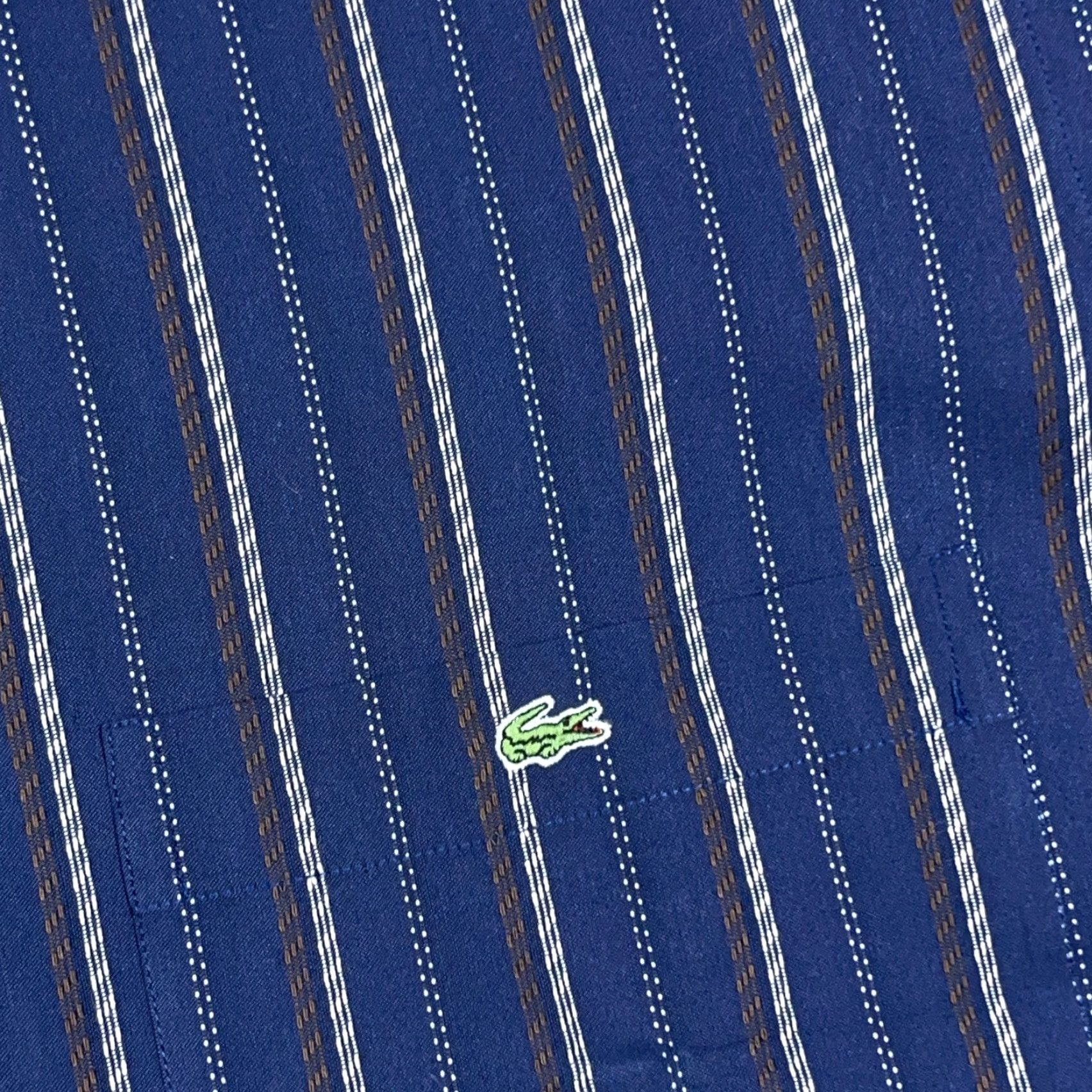 Lacoste Lacoste Shirt Men Size 40 Medium Blue Striped Button Up Pocket Dress Cotton A46 Size 40R - 5 Thumbnail
