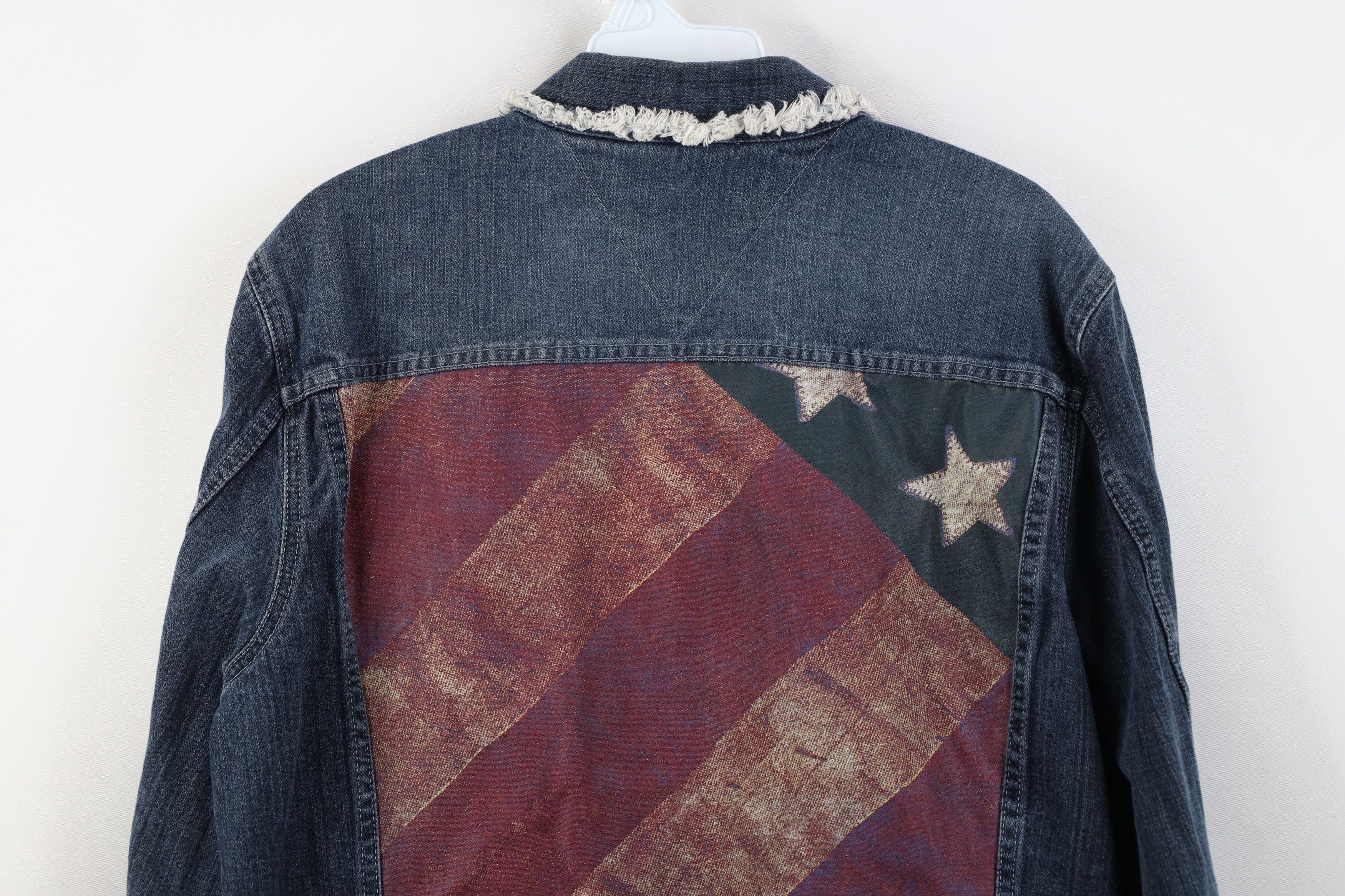 Tommy Hilfiger Vintage Y2K 2002 Tommy Hilfiger Flag Denim Trucker Jacket Size XL / US 12-14 / IT 48-50 - 15 Thumbnail