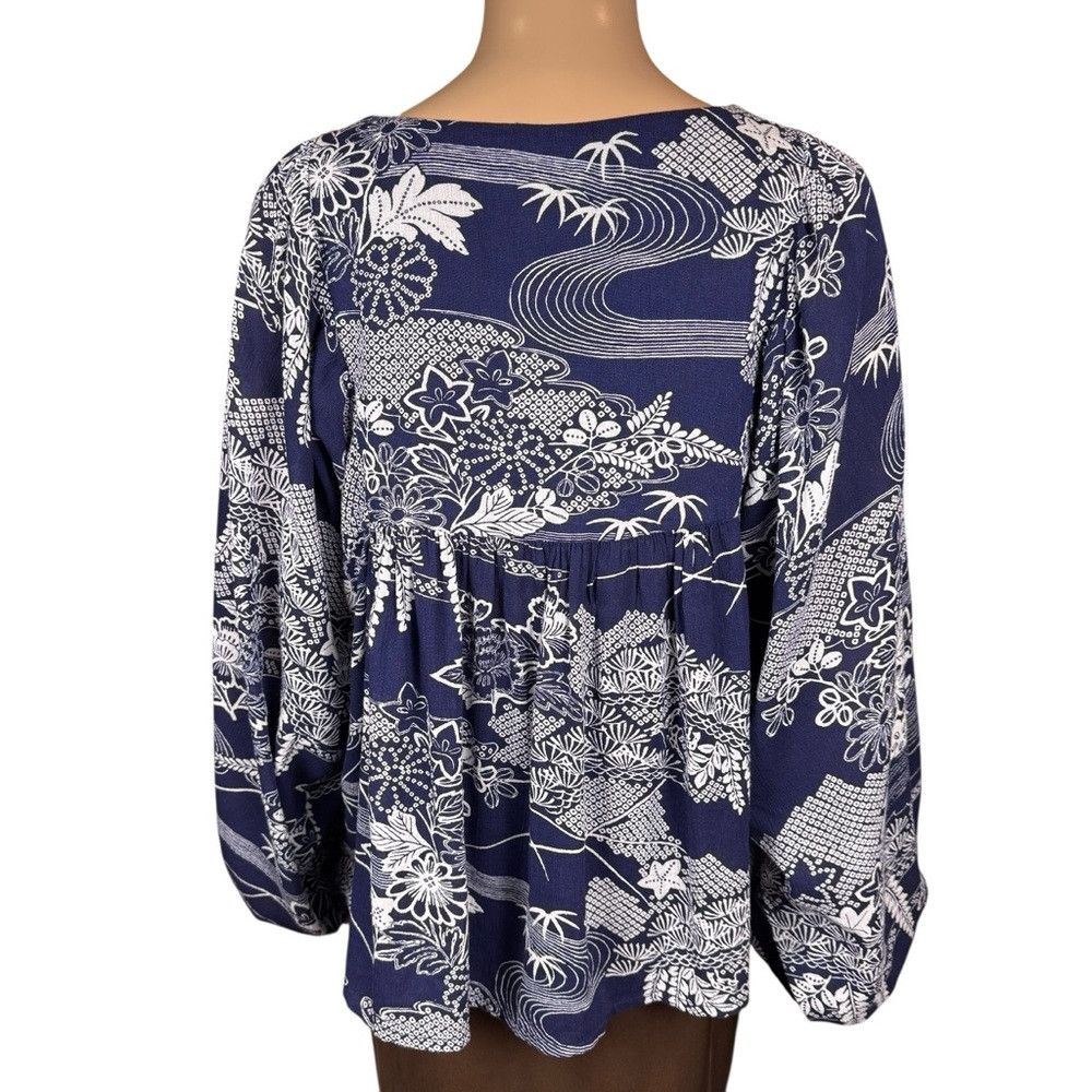 Denim & Supply Ralph Lauren Denim & Supply Ralph Lauren Blue White Floral Peasant Cotto Size L / US 10 / IT 46 - 5 Thumbnail