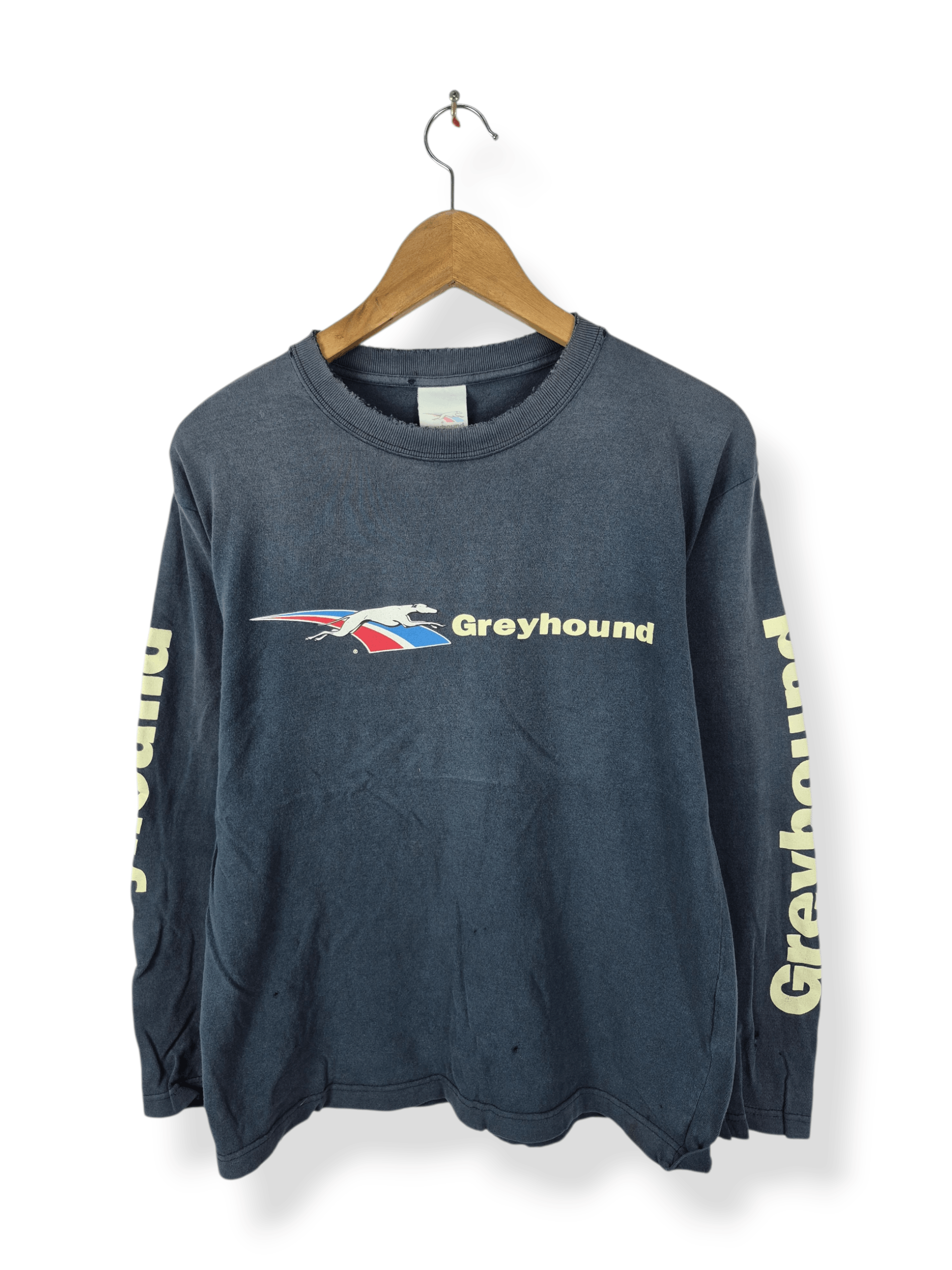 Vintage 🔥 Vintage Greyhound Longsleeves Distressed Tee Size US M / EU 48-50 / 2 - 1 Thumbnail
