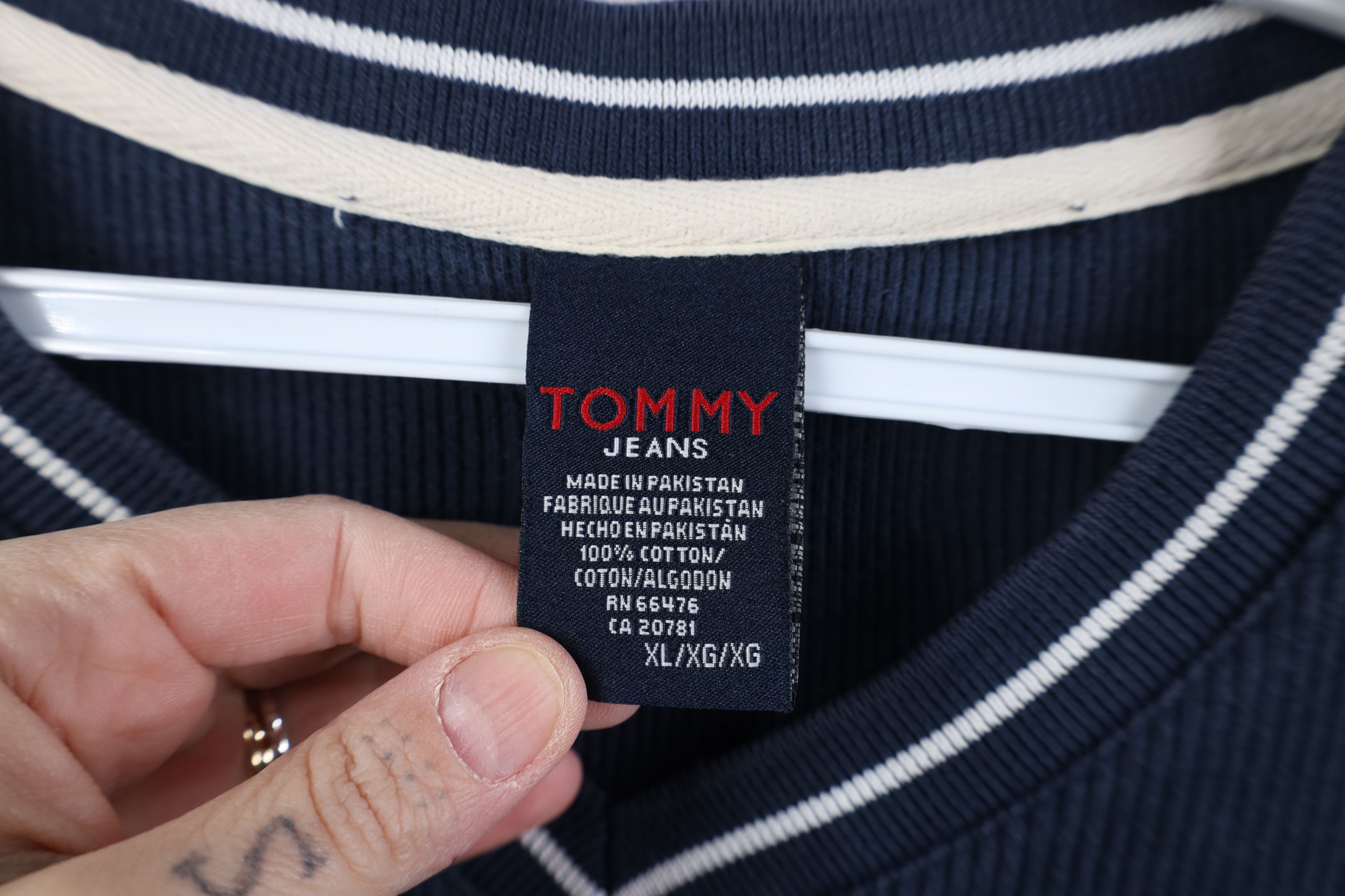 Tommy Hilfiger Vintage 90s Tommy Hilfiger Ribbed Knit Ringer T-Shirt Blue Size US XL / EU 56 / 4 - 6 Thumbnail