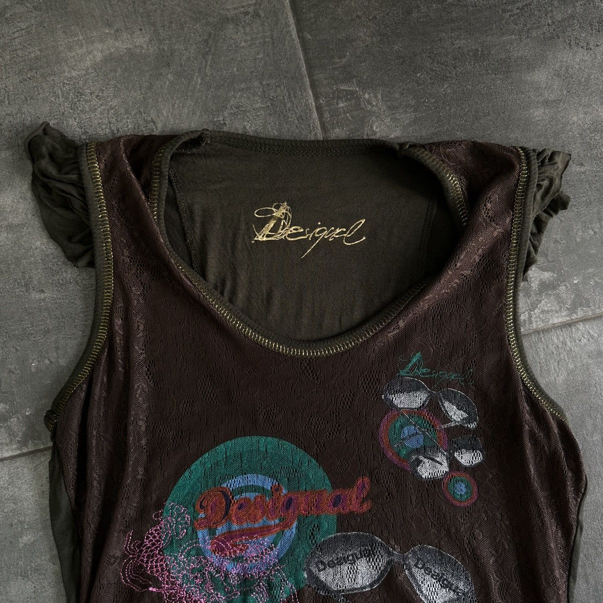 Desigual Vintage Japanese Style Desigual Tank Top Sleeveless Y2K 00s Size XL / US 12-14 / IT 48-50 - 4 Thumbnail