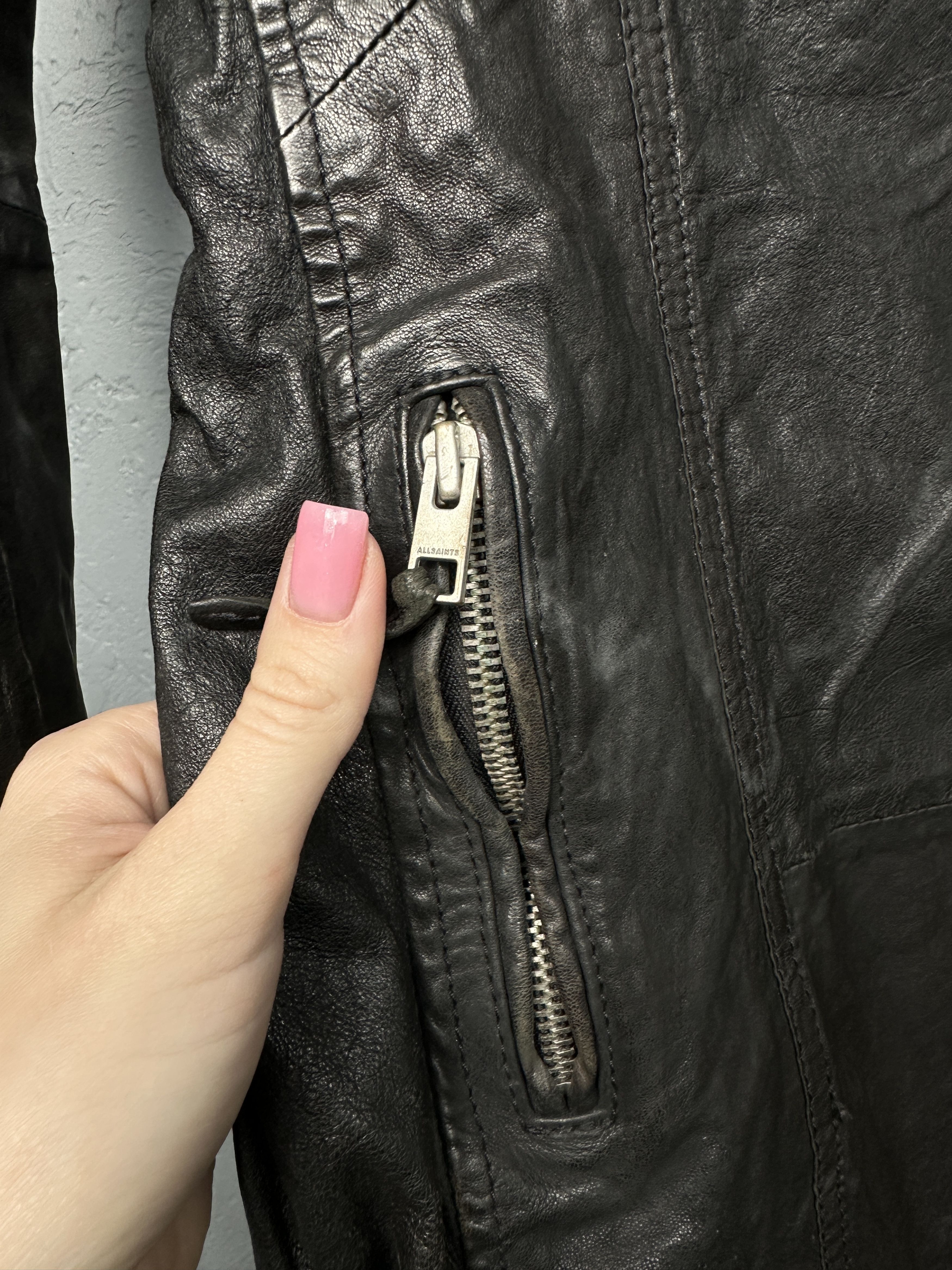 Allsaints Allsaints Womens Blake Biker Leather Jacket Size S / US 4 / IT 40 - 4 Thumbnail