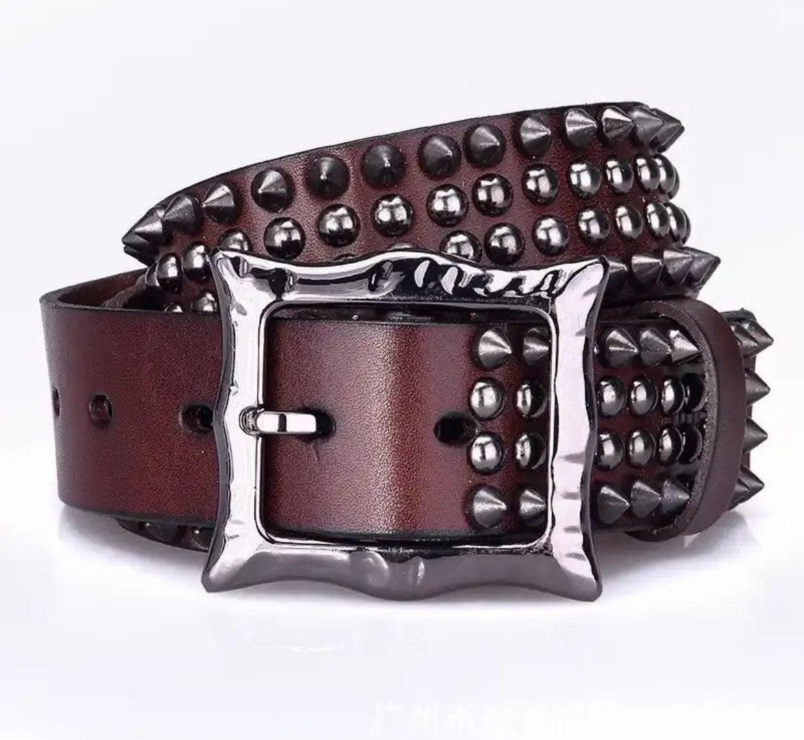 Japanese Brand × Vintage Men Genuine Leather Spike Rivet Studded Belt Size ONE SIZE - 3 Thumbnail
