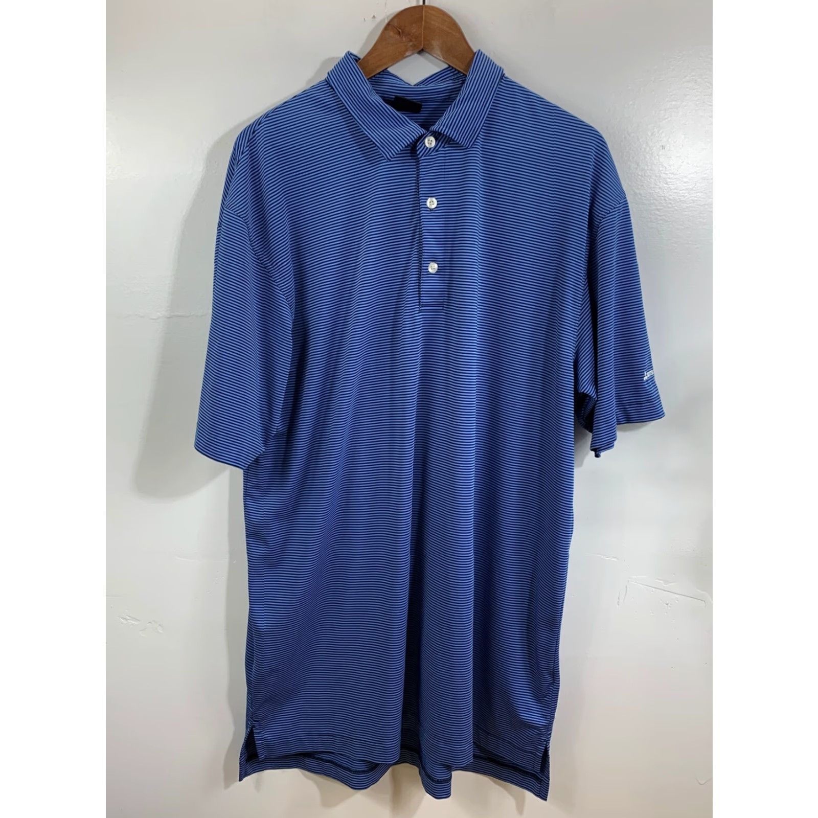 Vintage Dunning Golf Polo Shirt Mens XL Blue Short Sleeve Striped Logo 100% Polyester All Seasons Moisture Wicking Breathable Golf Shirt Size US XL / EU 56 / 4 - 2 Thumbnail