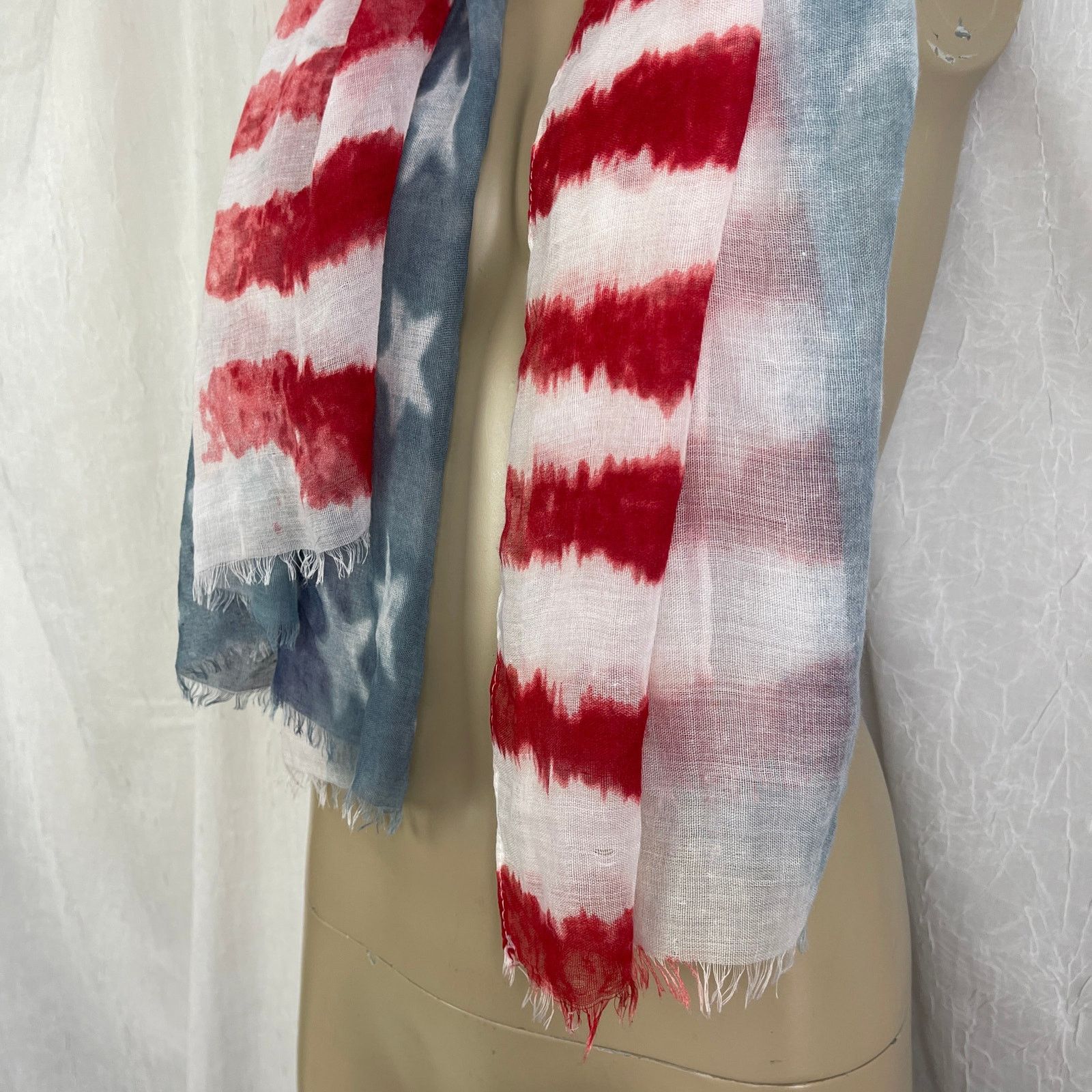 Other American Flag Sheer Scarf Raw Edge USA 4th of July Patriotic Size ONE SIZE - 13 Thumbnail