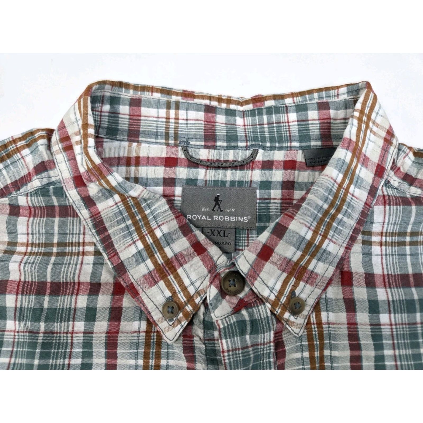 Royal Robbins VINTAGE Royal Robbins Mens Short Sleeve Button Up Plaid Shirt XXL Size US XXL / EU 58 / 5 - 2 Thumbnail
