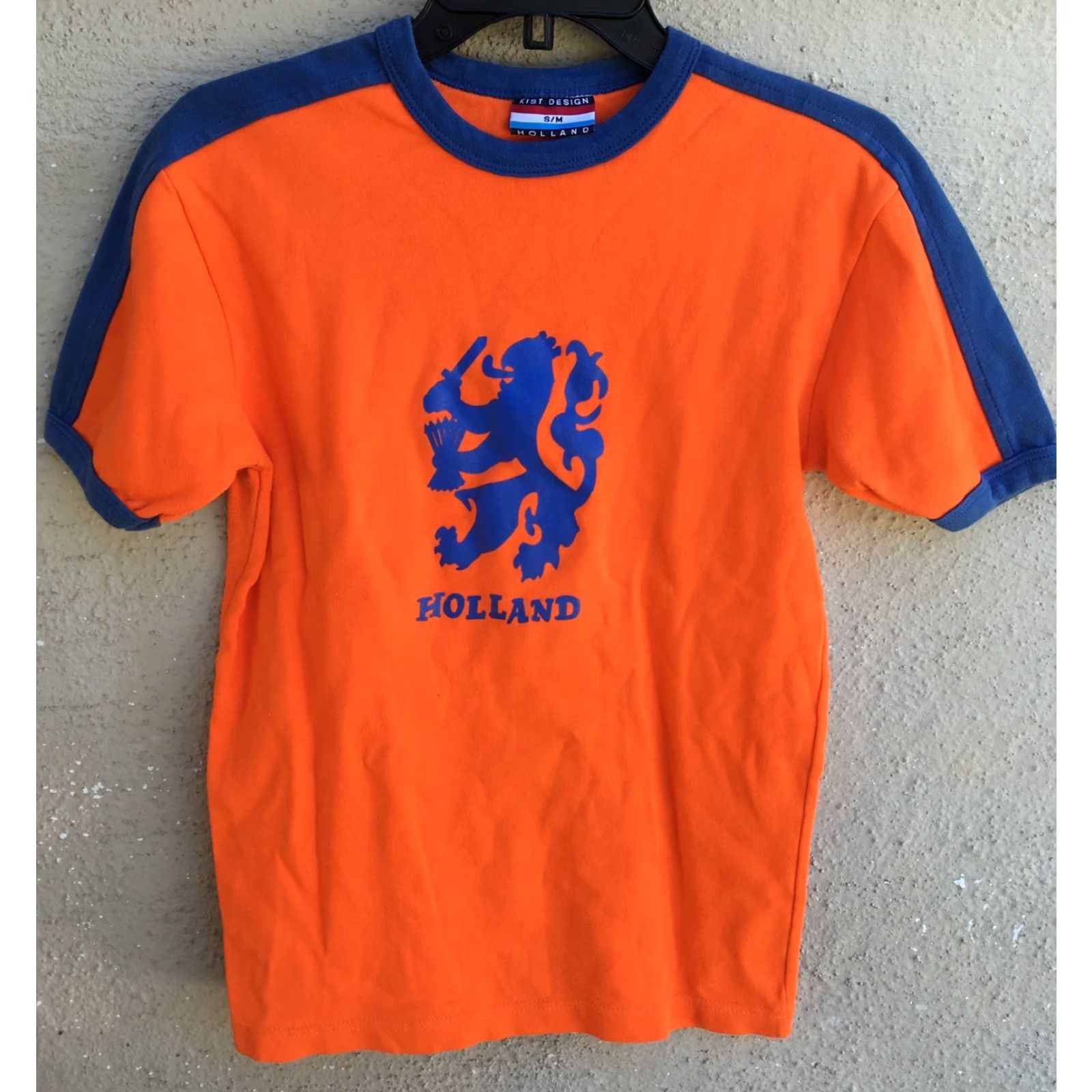 Vintage Kist Design Holland T-Shirt Ringer Tee S/M Men Short Sleeve Blue Orange Graphic Tee 90s Holland Theme Mens S/M Orange Blue Size US S / EU 44-46 / 1 - 4 Thumbnail