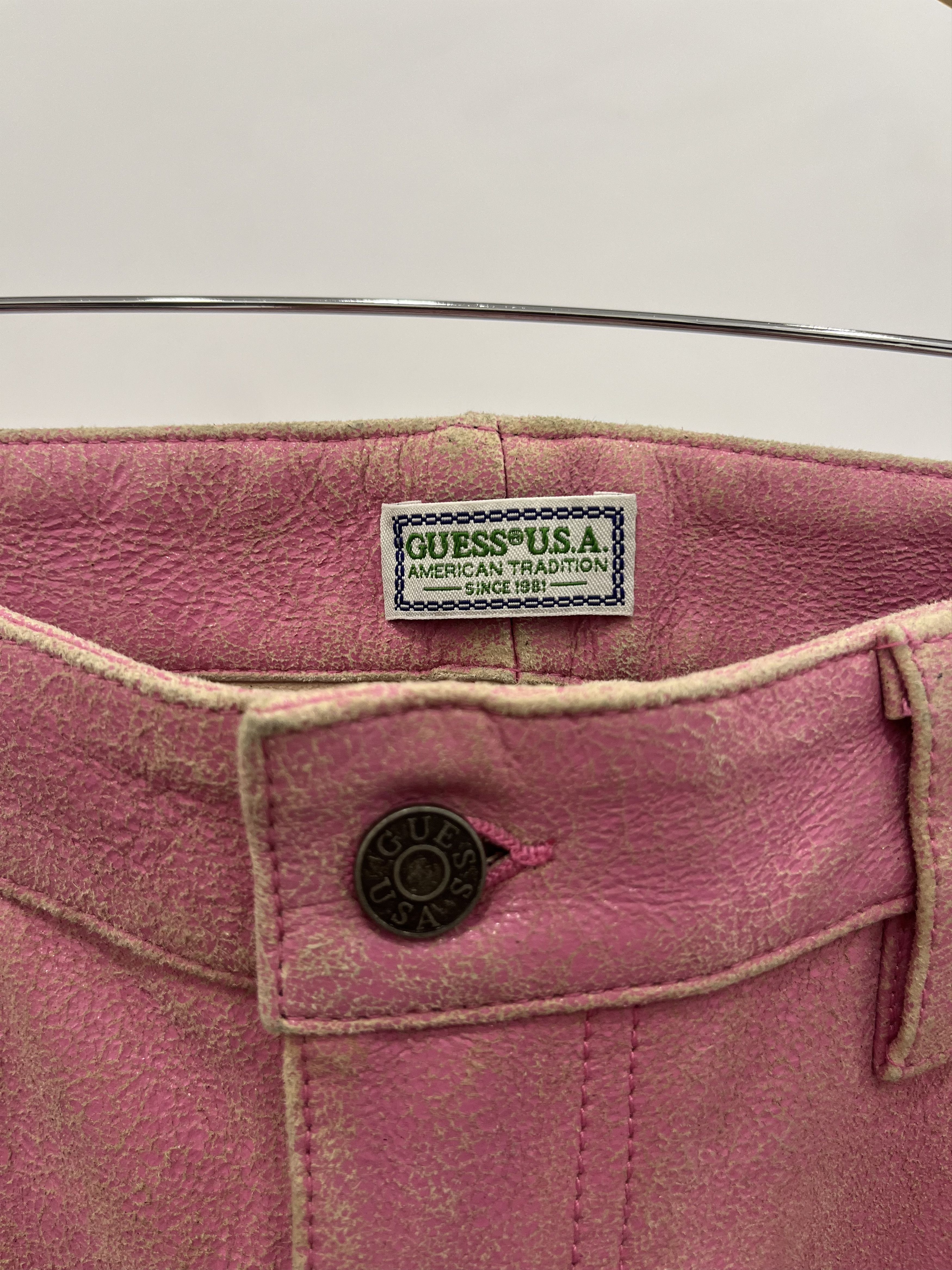 Guess GUESS USA Pink Cracked Leather Pants Size US 32 / EU 48 - 5 Thumbnail