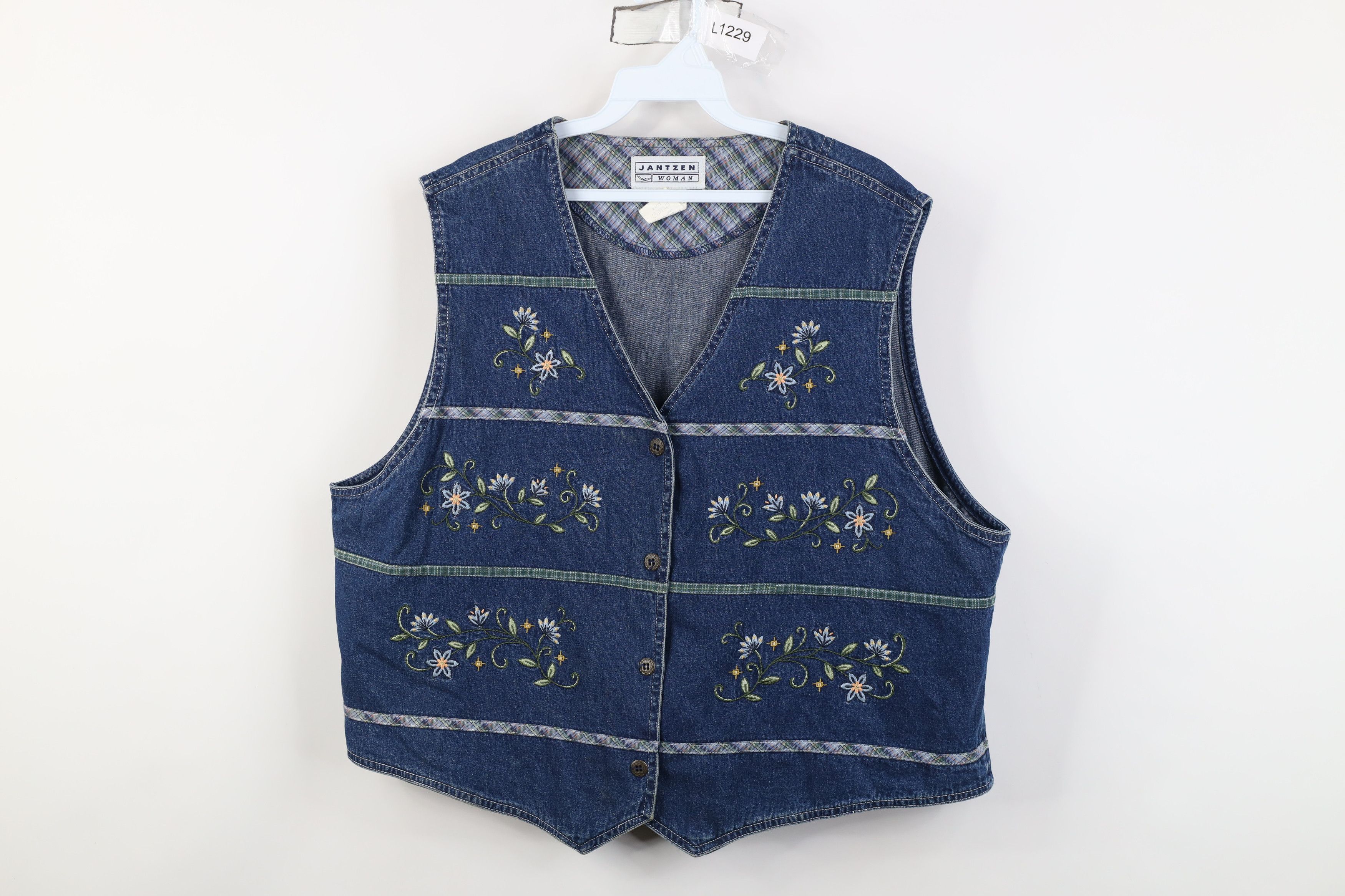 Vintage Vintage 90s Streetwear Striped Buckle Back Denim Vest Jacket Size XXL / US 16-18 / IT 52-54 - 1 Thumbnail