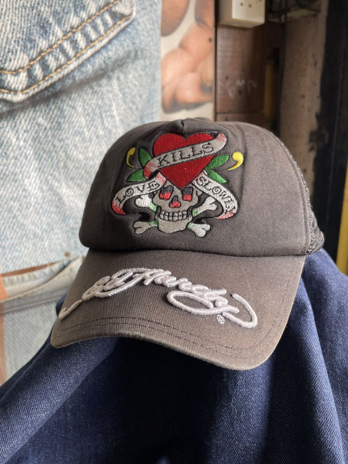 Ed Hardy Don Ed Hardy USA Snapback Cap Trucker sun faded embroidery Size ONE SIZE - 1 Thumbnail