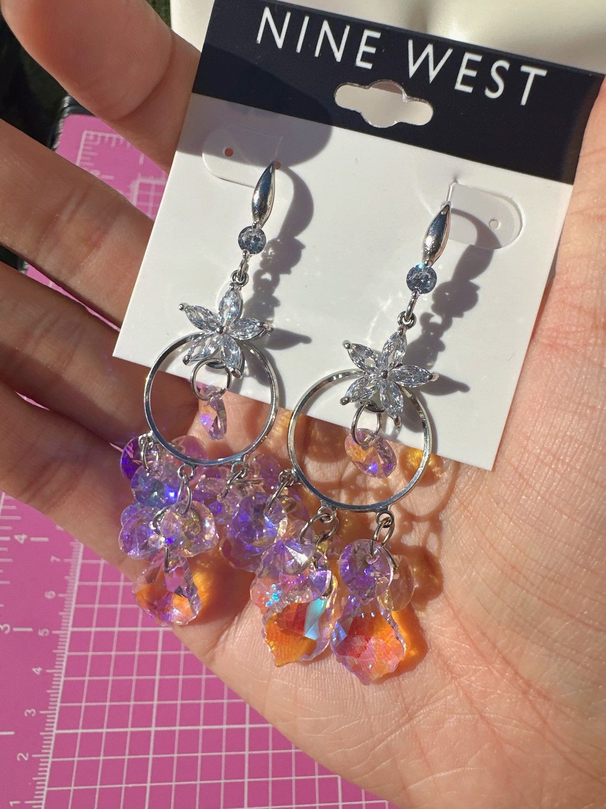Nine West Nine West transparent crystal drops sliver tone circle Size ONE SIZE - 4 Thumbnail