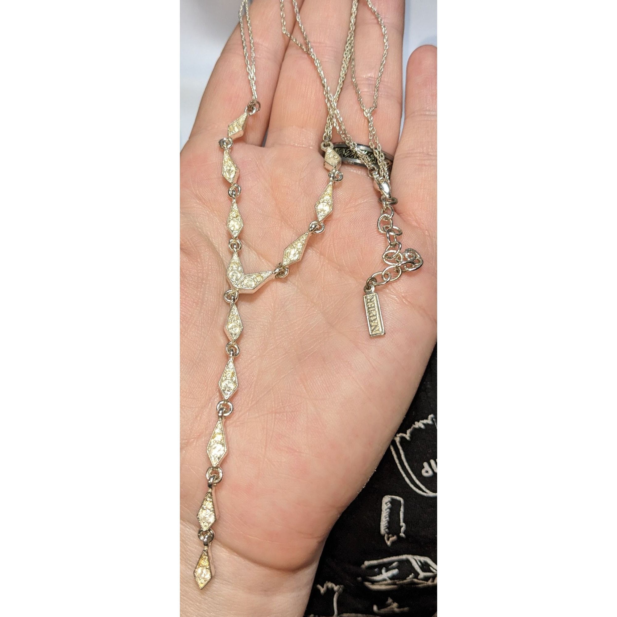 Other Vintage Napier Y Drop Bridal Necklace With Rhinestone Accent Size ONE SIZE - 2 Thumbnail