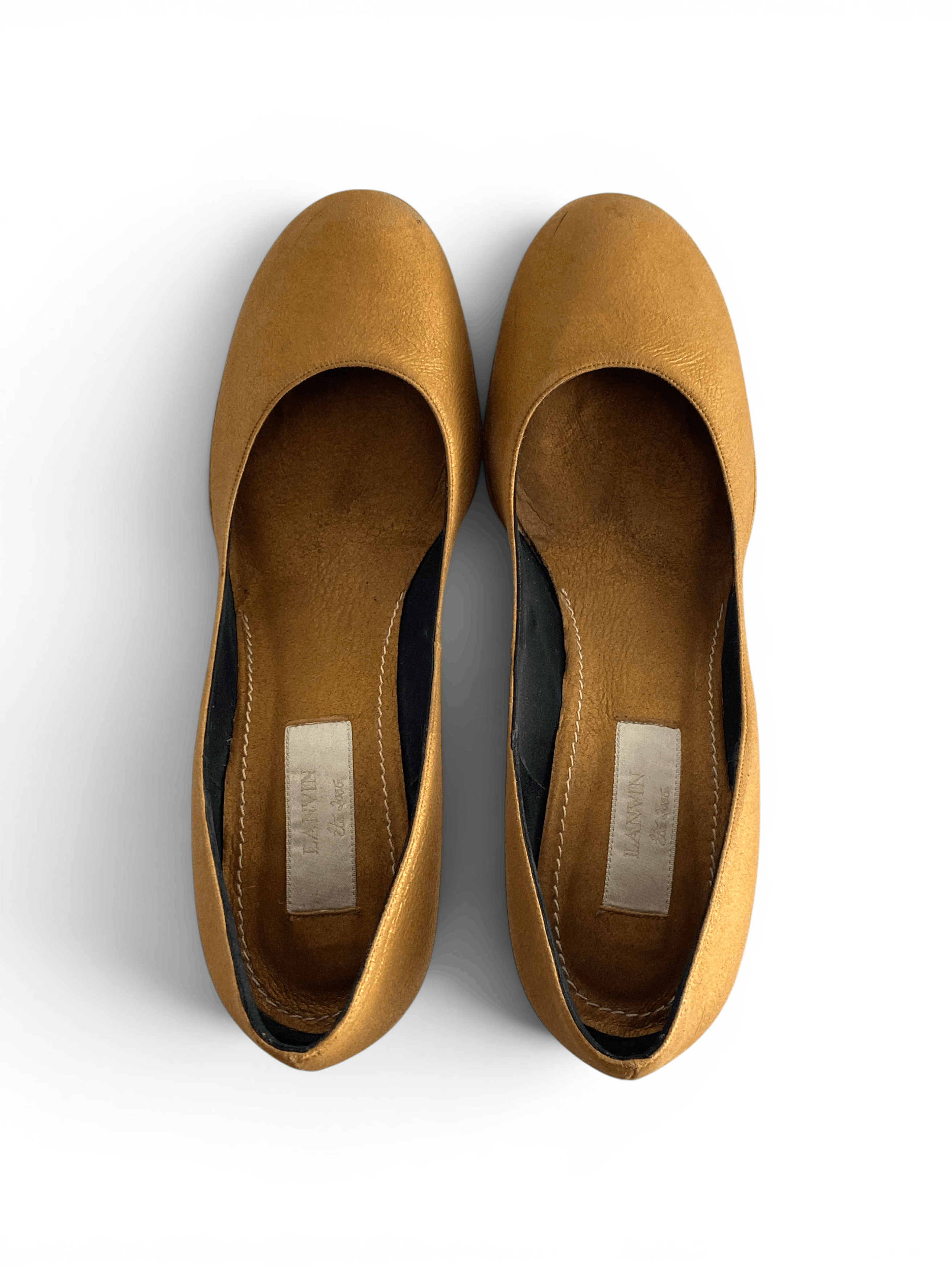 Lanvin Lanvin Gold Metallic Leather Women Heels Pumps Shoes Size US 7.5 / IT 37.5 - 7 Thumbnail