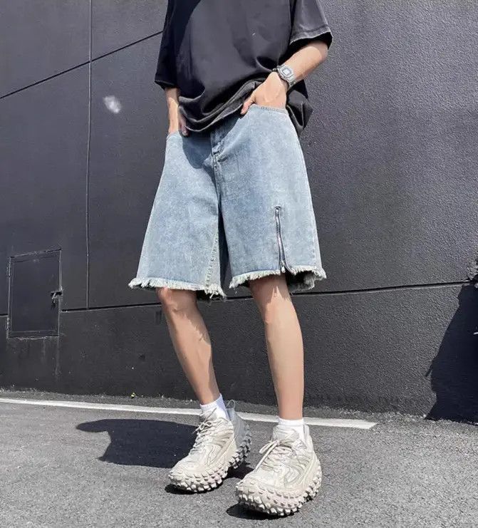 Japanese Brand Retro wide leg straight leg denim shorts Size US 32 / EU 48 - 5 Thumbnail