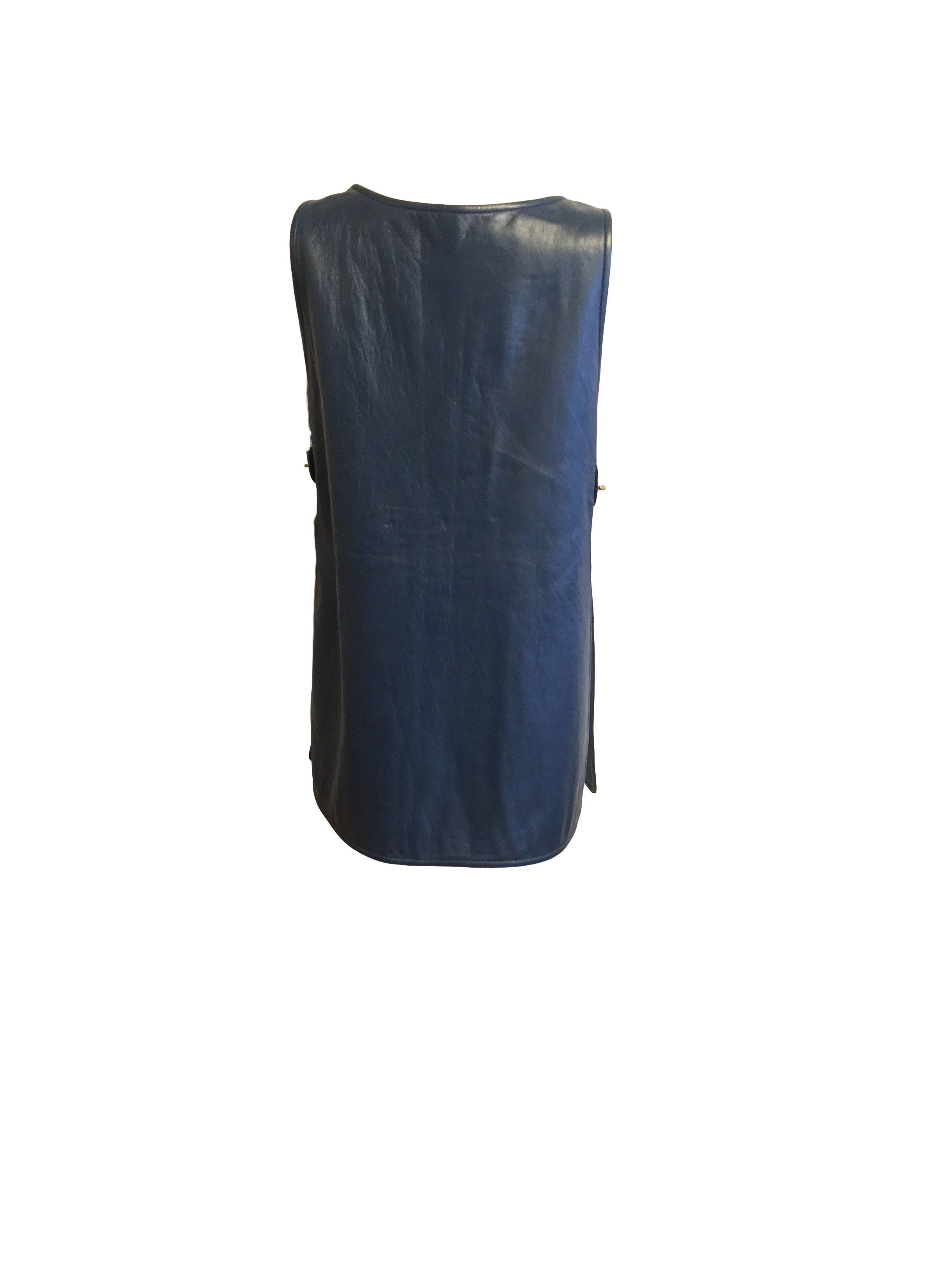 Other Vintage Bonnie Cashin (Coach) Blue Leather Tunic Dress Size M / US 6-8 / IT 42-44 - 4 Thumbnail
