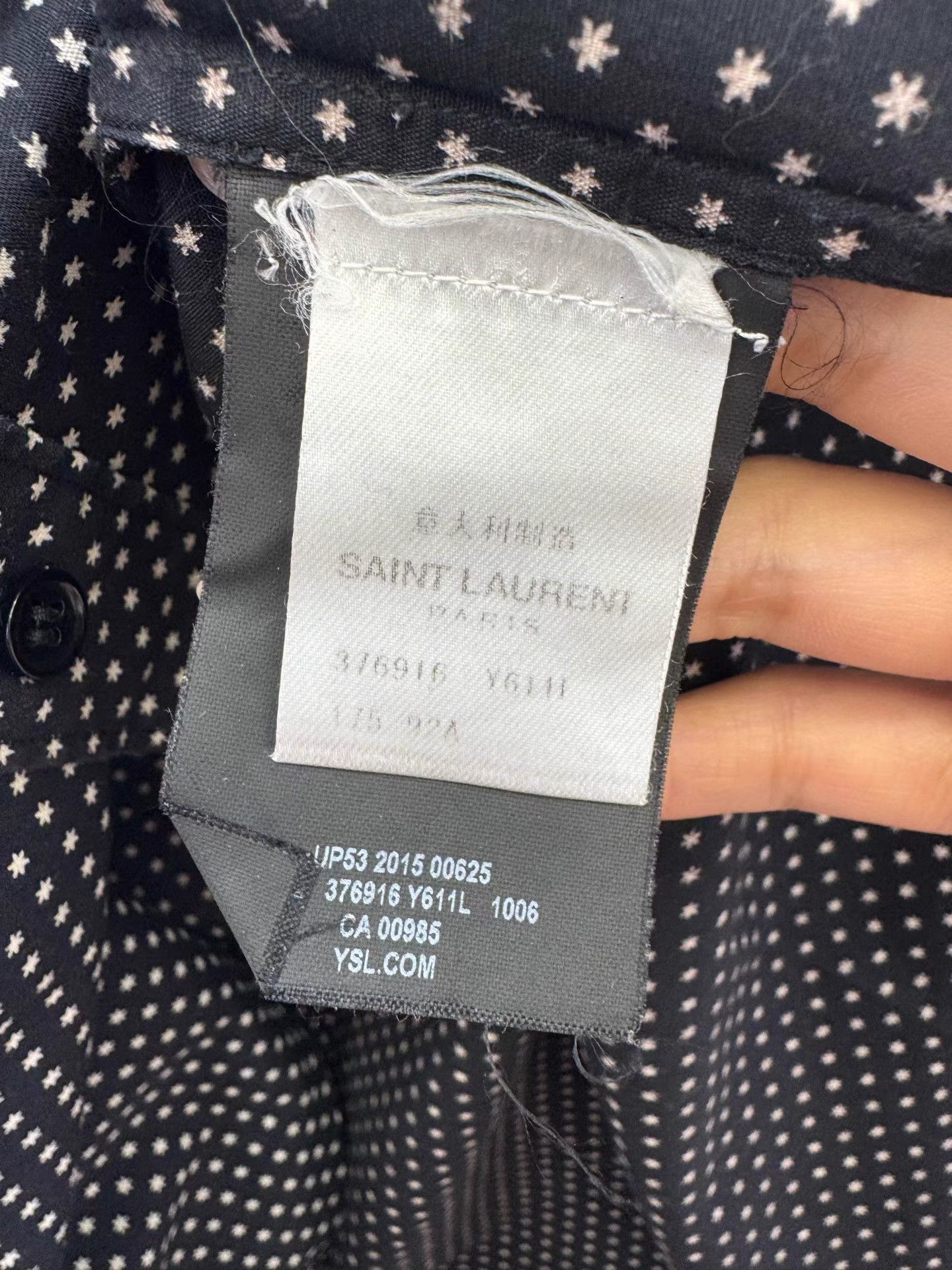Saint Laurent Paris Saint Laurent Blue & White Polka Dot Print Shirt K36 Size L / US 10 / IT 46 - 4 Thumbnail