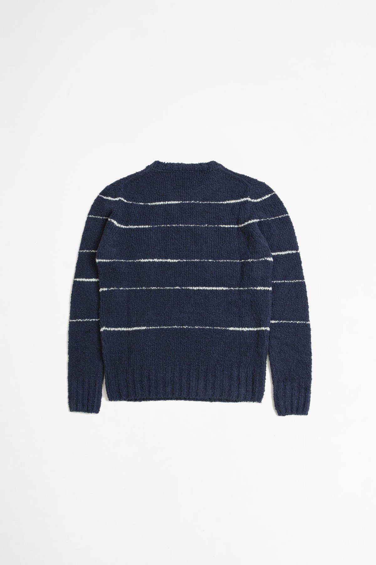 Officine Generale o1mle1025 Marco Irregular Stripe Merino Wool Sweater in Navy Size US M / EU 48-50 / 2 - 4 Thumbnail