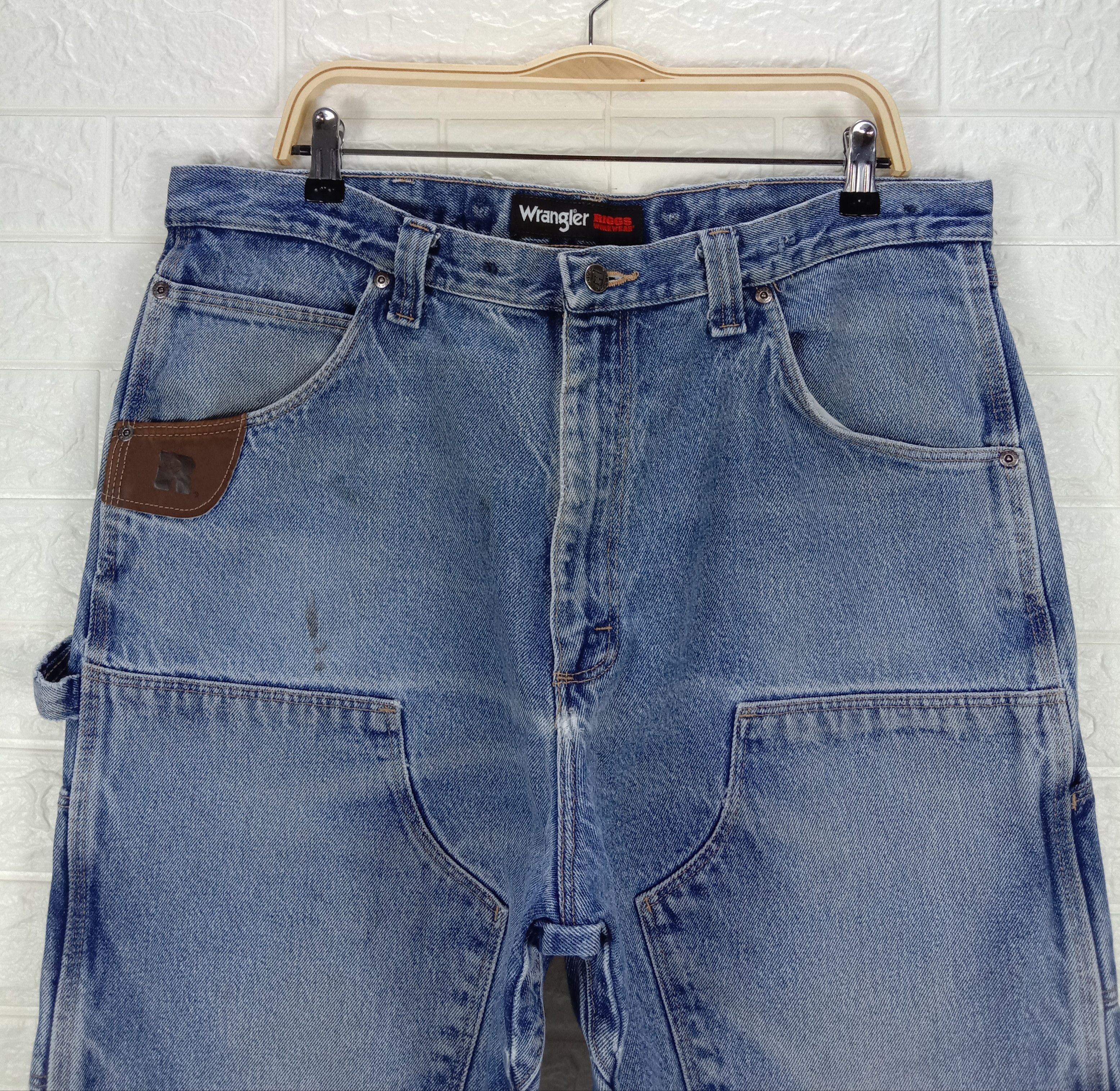 Wrangler Vintage Wrangler Rigg Workwear Faded Blue Double Knee Jeans Size US 37 - 2 Thumbnail