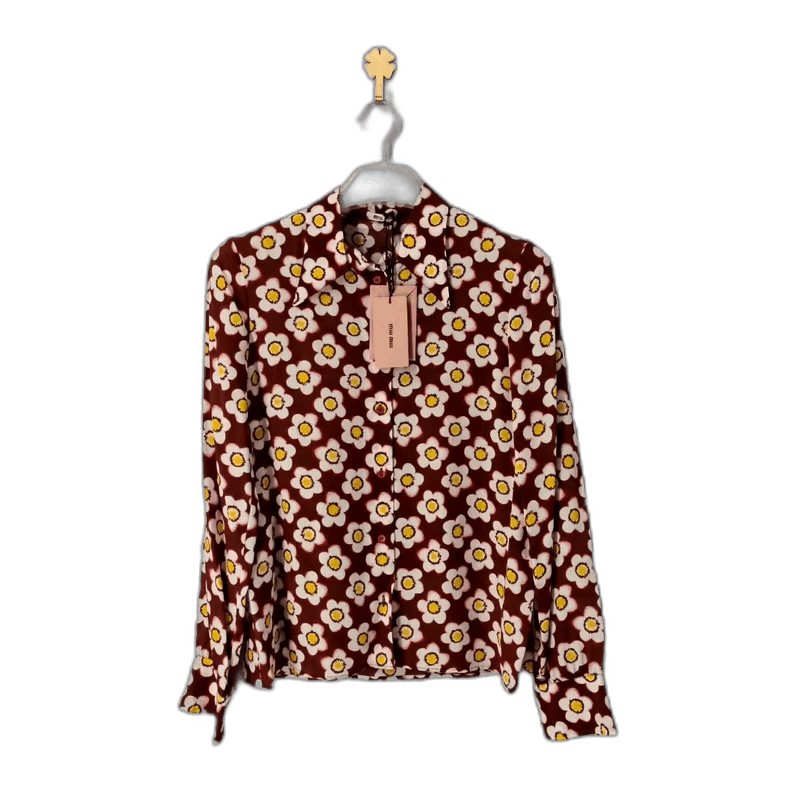Prada MiuMiu Floral Print Long Sleeve Shirt-yf Size M / US 6-8 / IT 42-44 - 1 Thumbnail