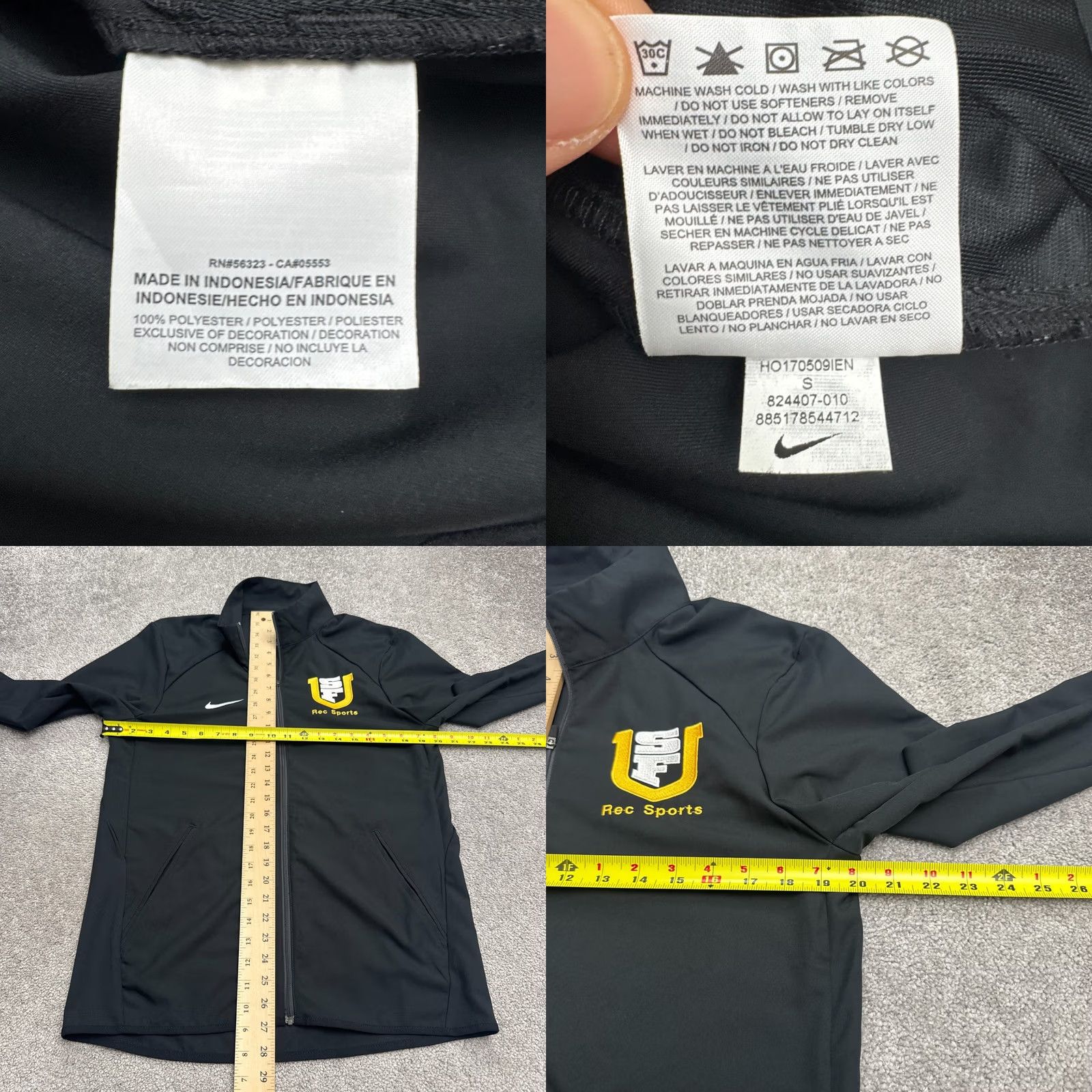 Nike Nike Dri-Fit USF Univ San Francisco Rec Sports Track Jacket Mens S Black Size US S / EU 44-46 / 1 - 8 Thumbnail