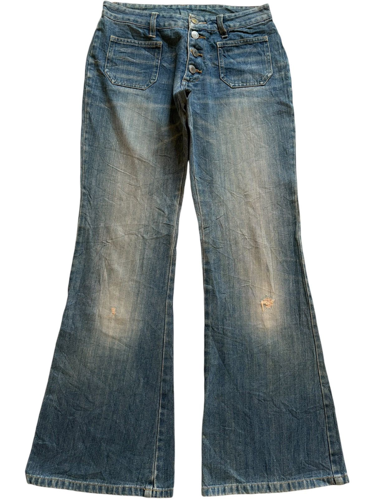 Vintage Japanese Mud Wash Bush Pants Flare Jeans