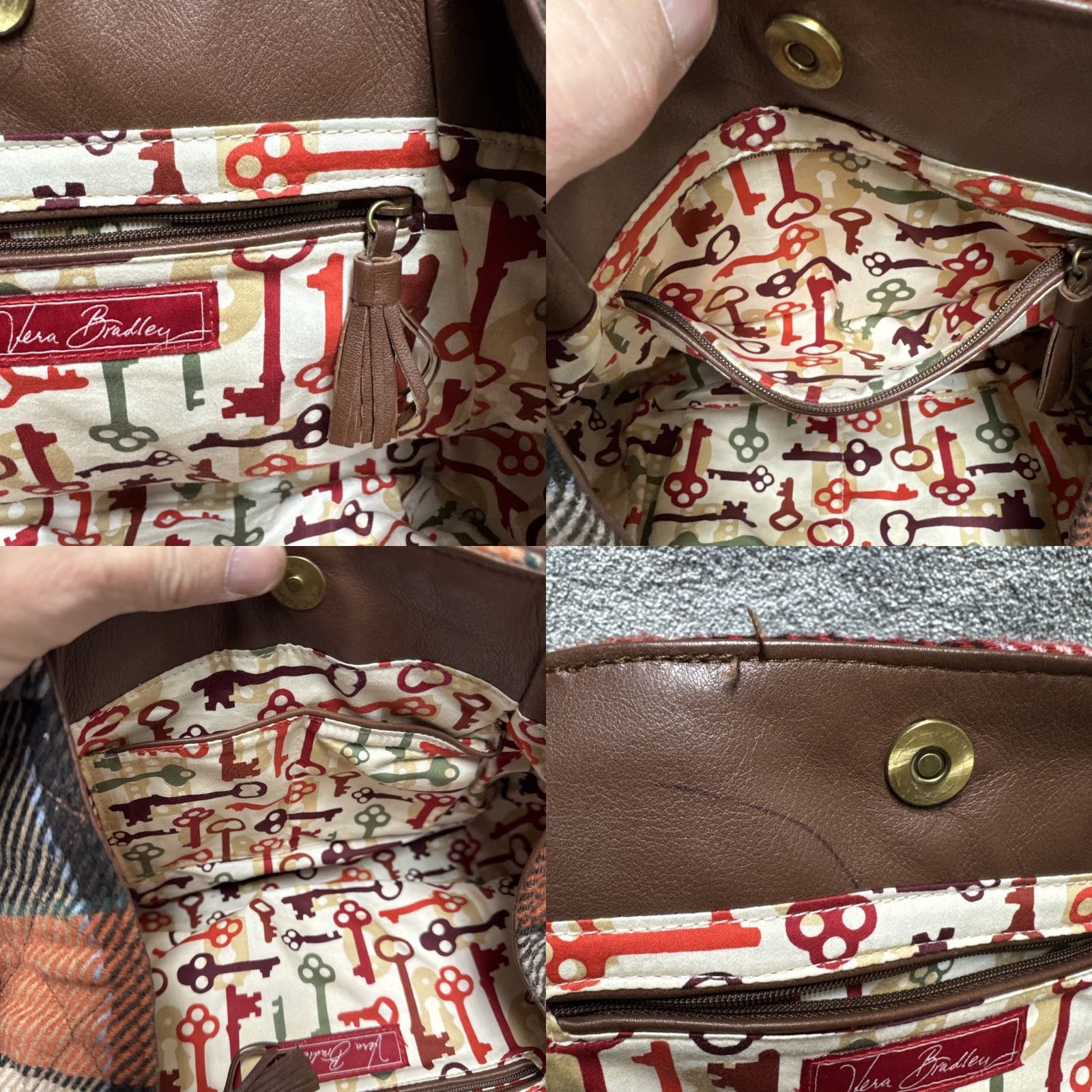 Vera Bradley Vera Bradley Purse Colorblock Wool Leather Quilted Top Handle Bag Womens Size ONE SIZE - 9 Thumbnail