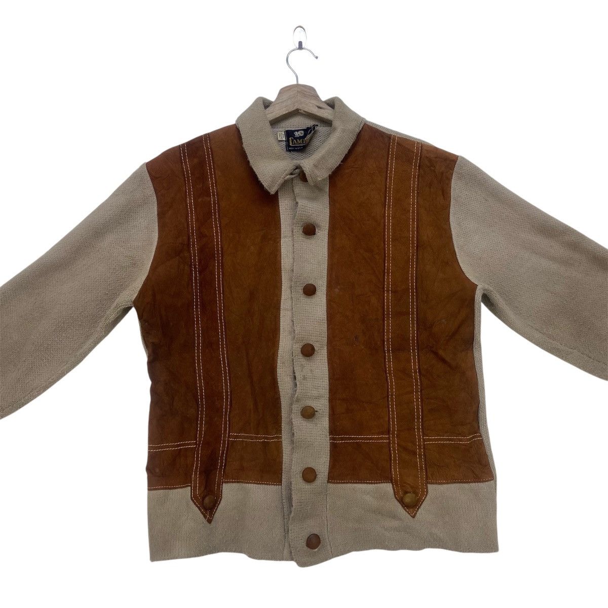 Leather × Vintage Vintage 60s Campus Made in USA Leather + Knitwear Jacket Size US S / EU 44-46 / 1 - 2 Thumbnail